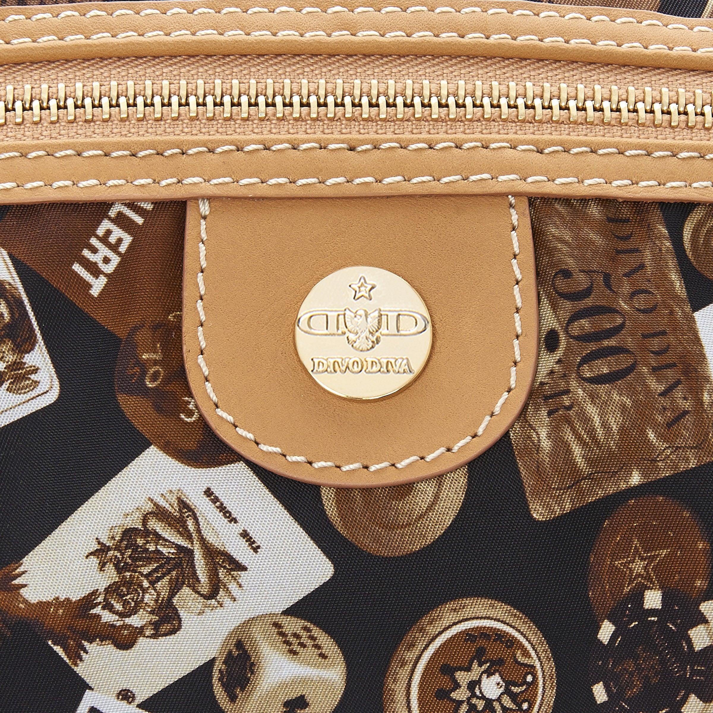 Dublin Tracolla in Nylon con Disegno Gambling Classic Marrone/Biscotto