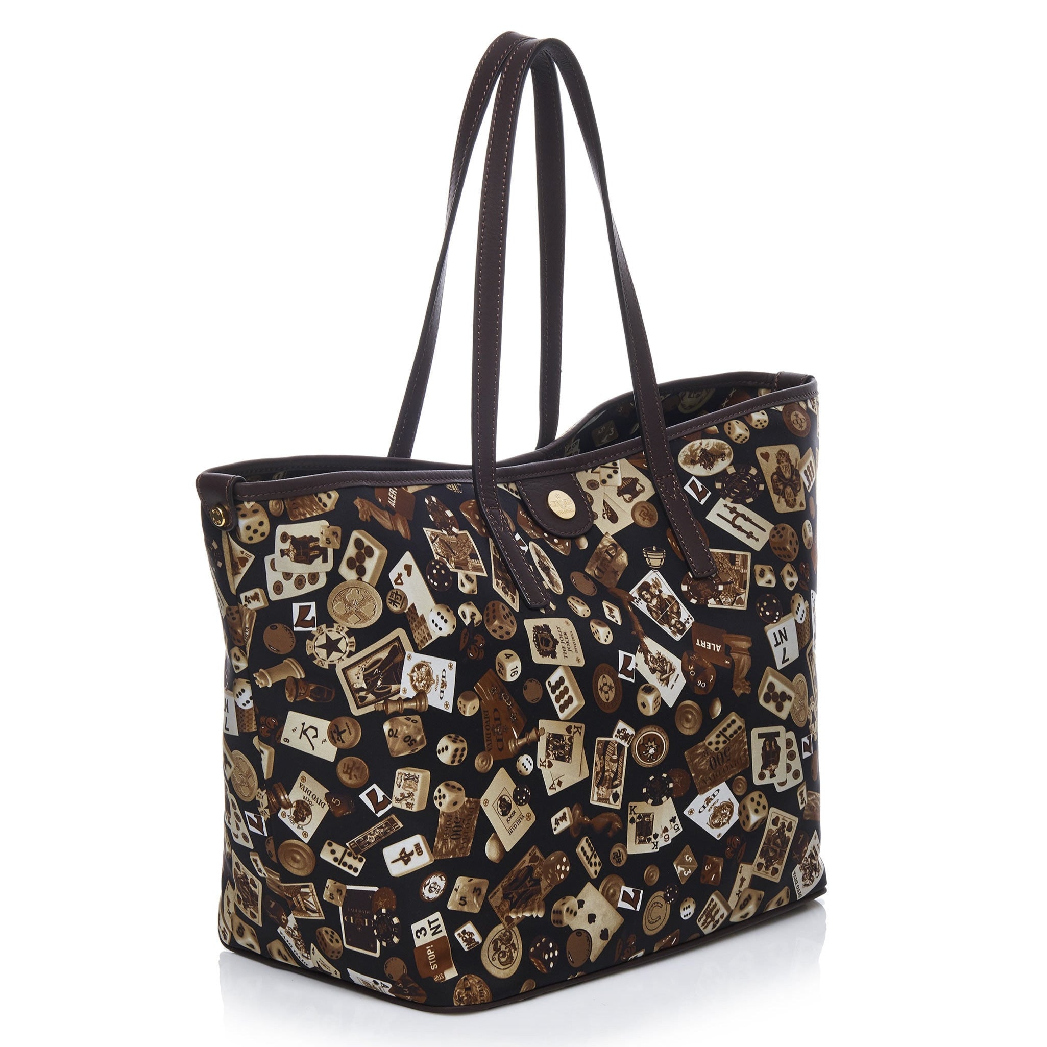 Sanremo Borsa shopping medium in Nylon with Gambling Classic Brown/Cocoa design