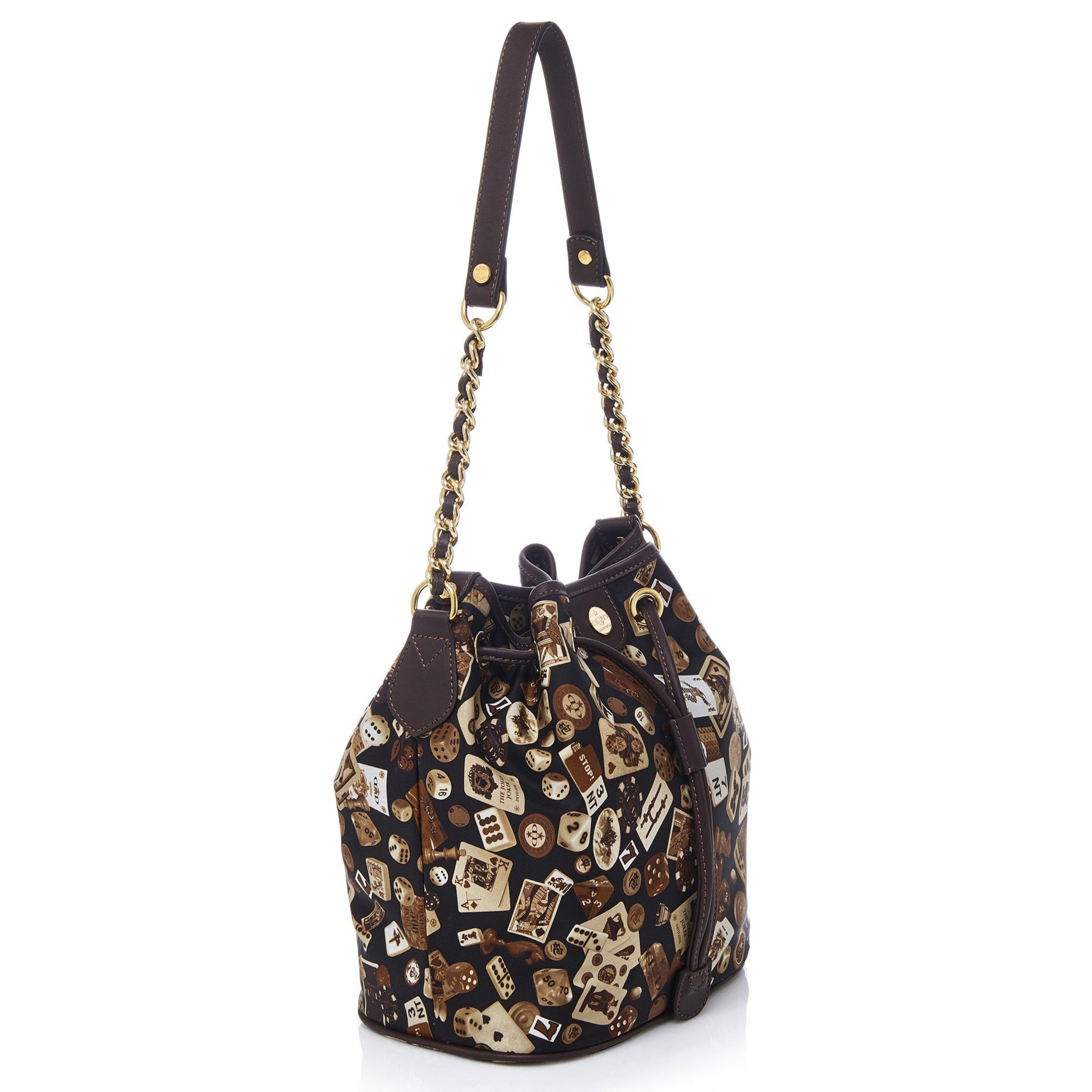 Casablanca Secchiello con catene in Nylon con Disegno Gambling Classic Marrone/Cacao