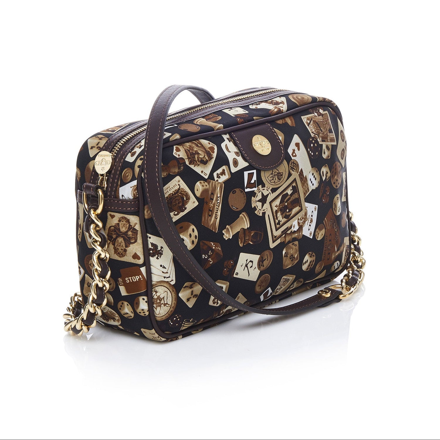 Las Vegas Tracolla con catene in Nylon con Disegno Gambling Classic Marrone/Cacao