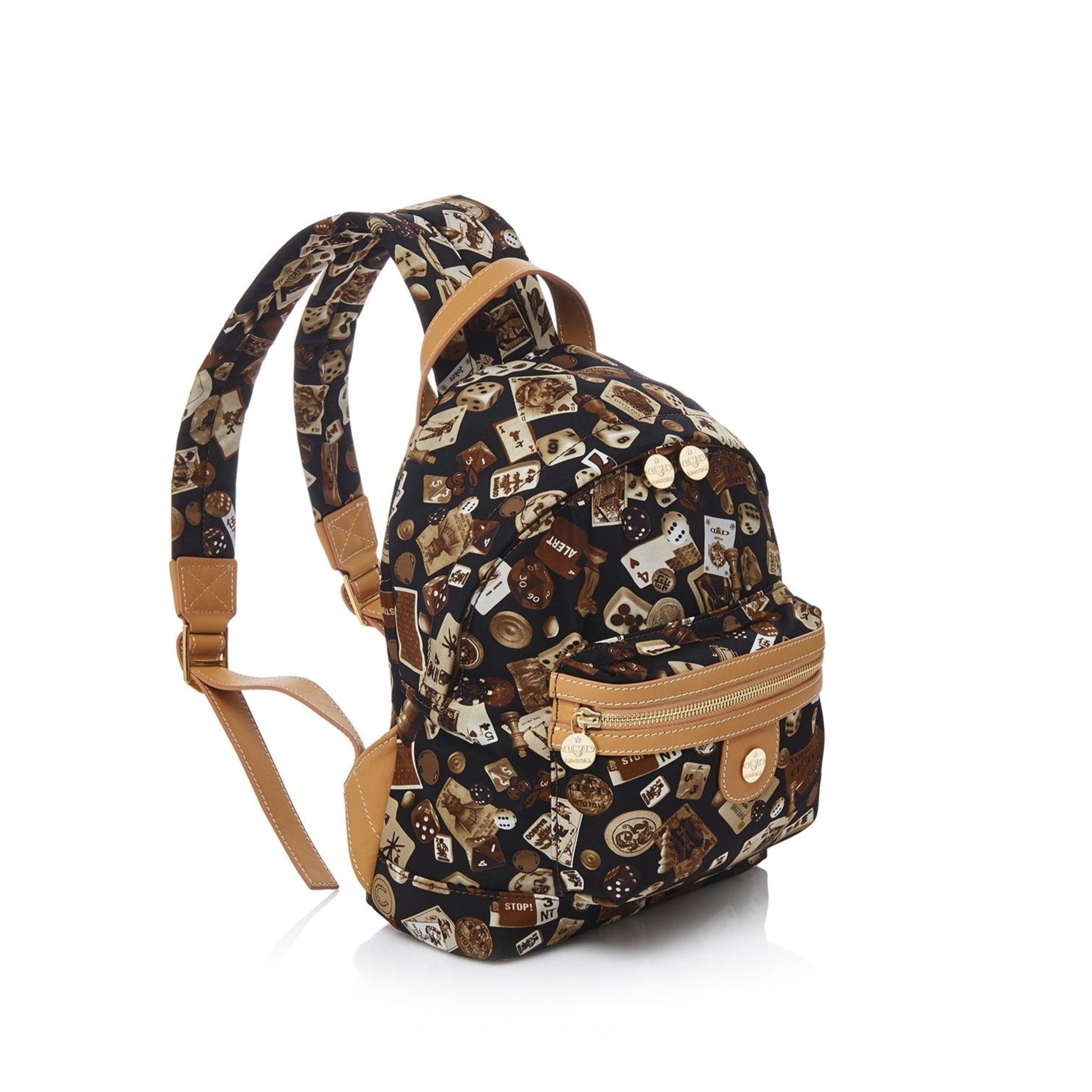 Melbourne Zaino piccolo in Nylon con Disegno Gambling Classic Marrone/Biscotto