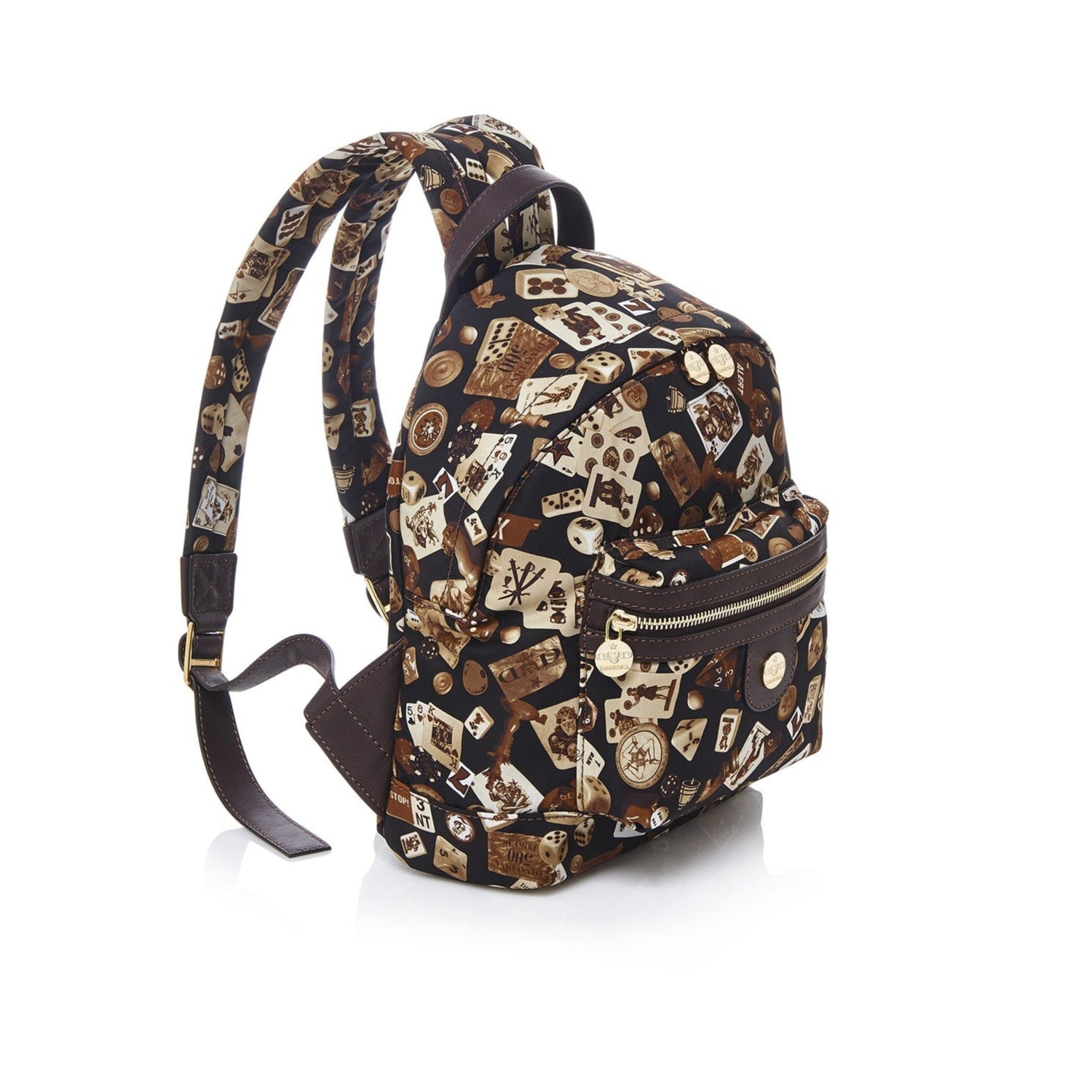 Melbourne Zaino piccolo in Nylon con Disegno Gambling Classic Marrone/Cacao