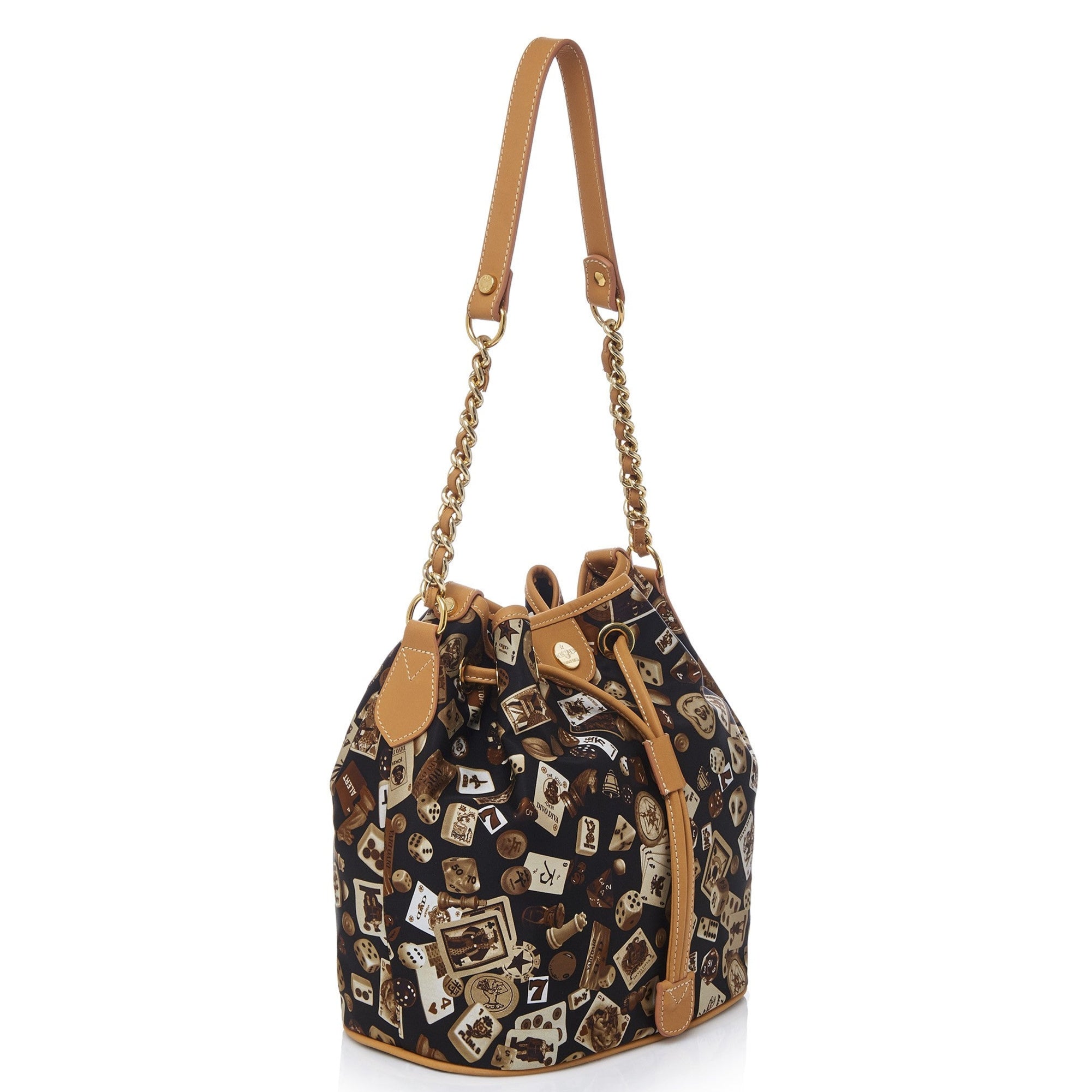 Casablanca Secchiello con catene in Nylon con Disegno Gambling Classic Marrone/Biscotto