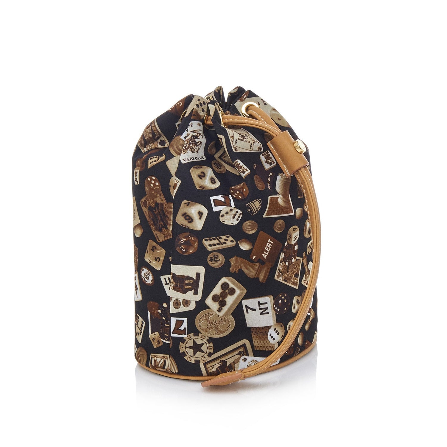 Deauville Sacchetto beauty stringato in Nylon con Disegno Gambling Classic Marrone/Biscotto