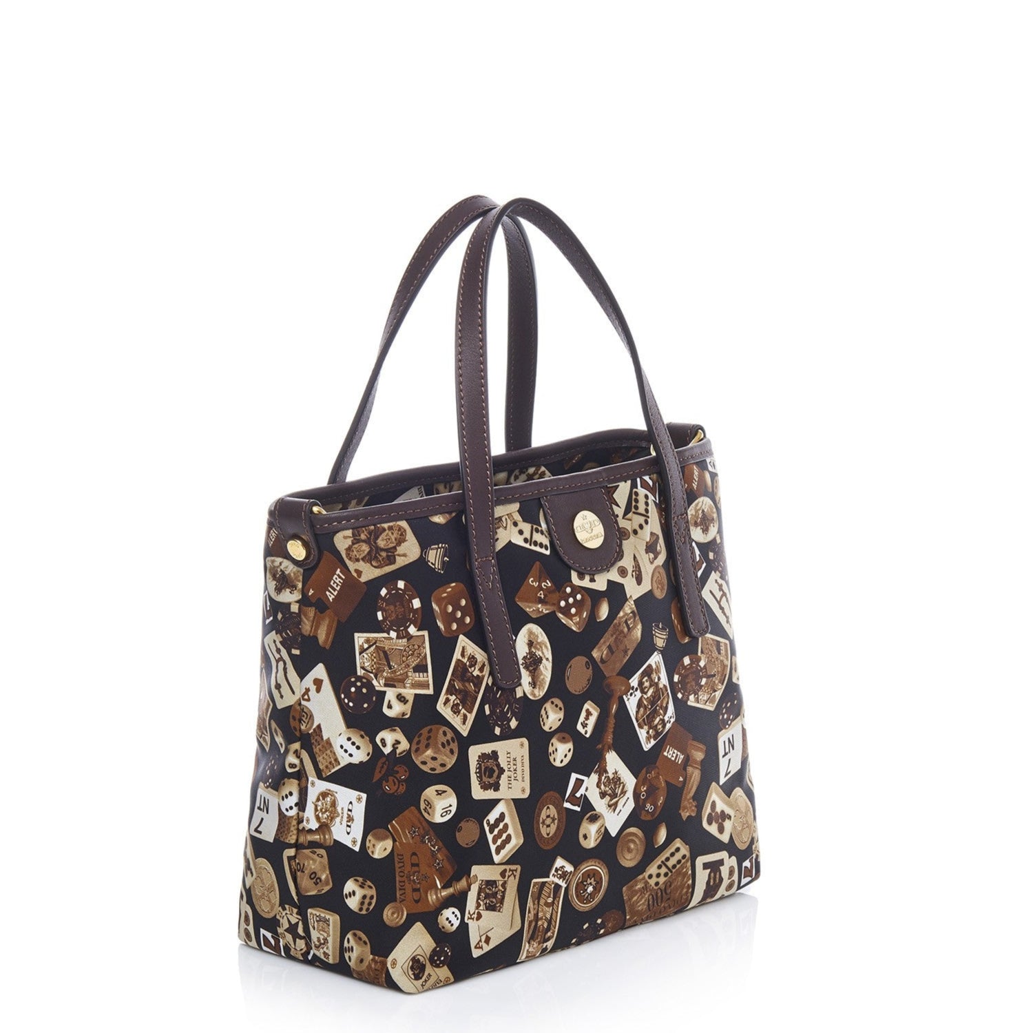 Niagara Borsa small shopping bag with nylon shoulder strap with Classic Gambling Design Brown/Cocoa