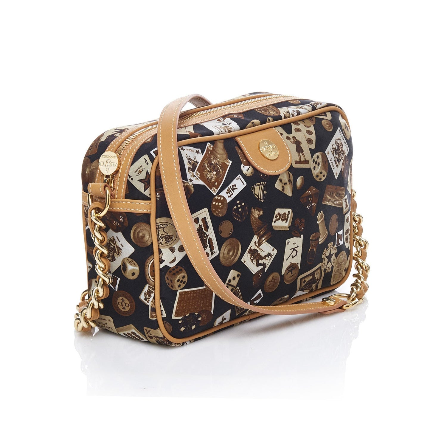 Las Vegas Tracolla con catene in Nylon con Disegno Gambling Classic Marrone/Biscotto