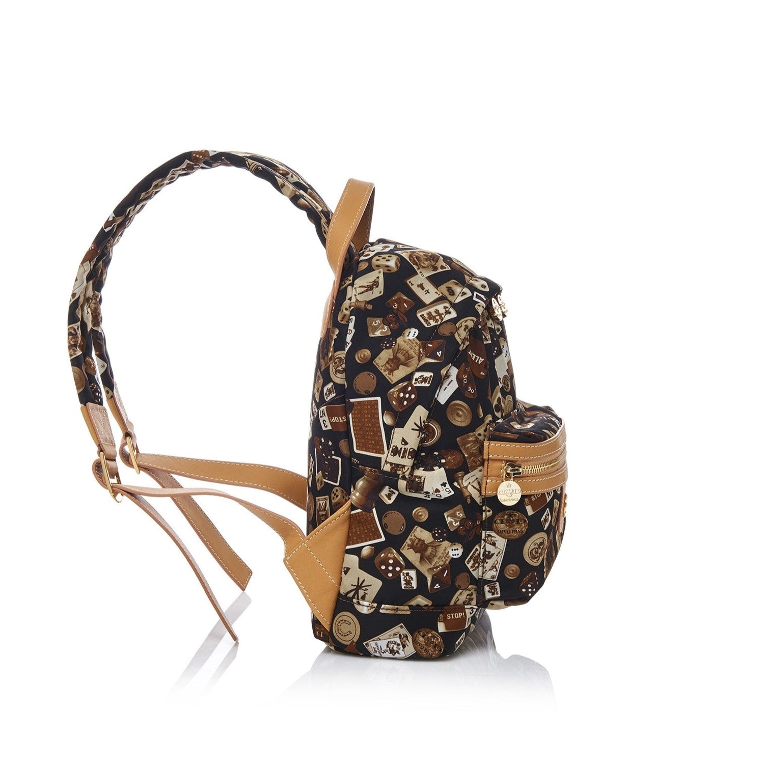 Melbourne Zaino piccolo in Nylon con Disegno Gambling Classic Marrone/Biscotto