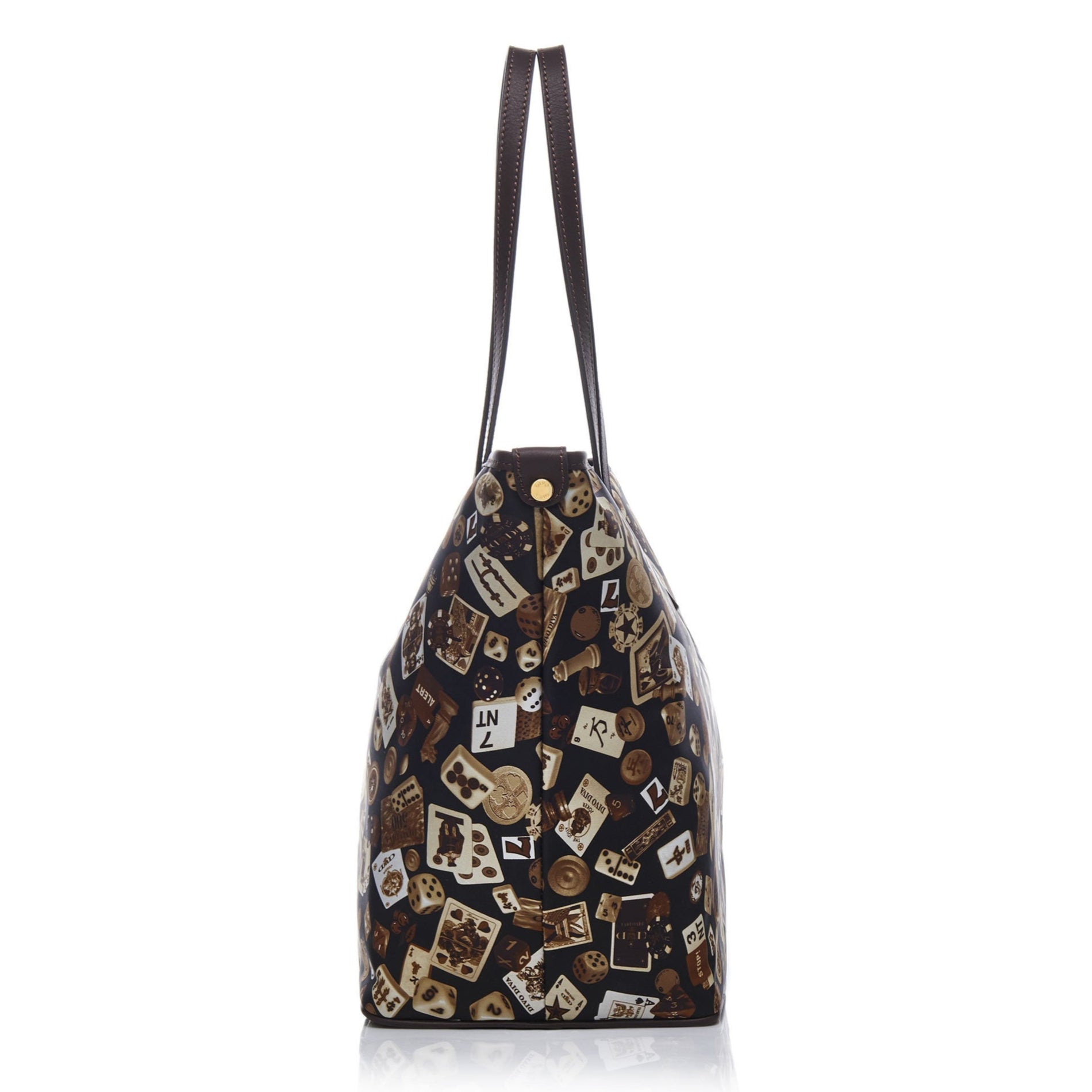 Sanremo Borsa shopping medium in Nylon with Gambling Classic Brown/Cocoa design