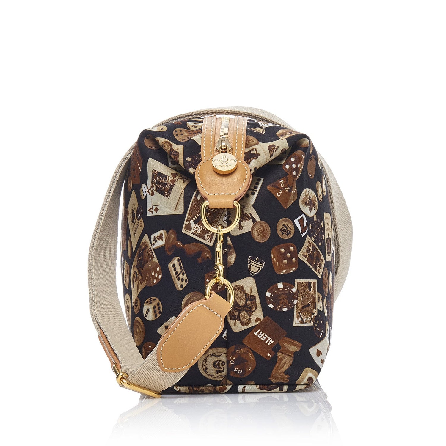 Dublin Tracolla in Nylon con Disegno Gambling Classic Marrone/Biscotto