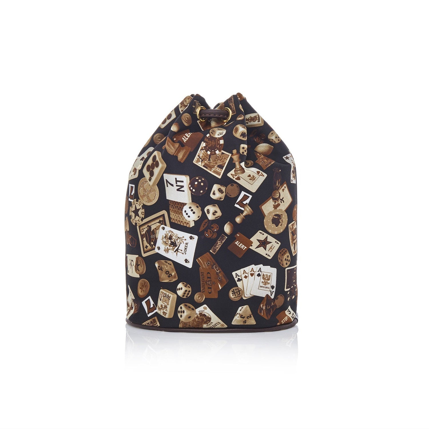 Deauville Sacchetto beauty stringato in Nylon con Disegno Gambling Classic Marrone/Cacao