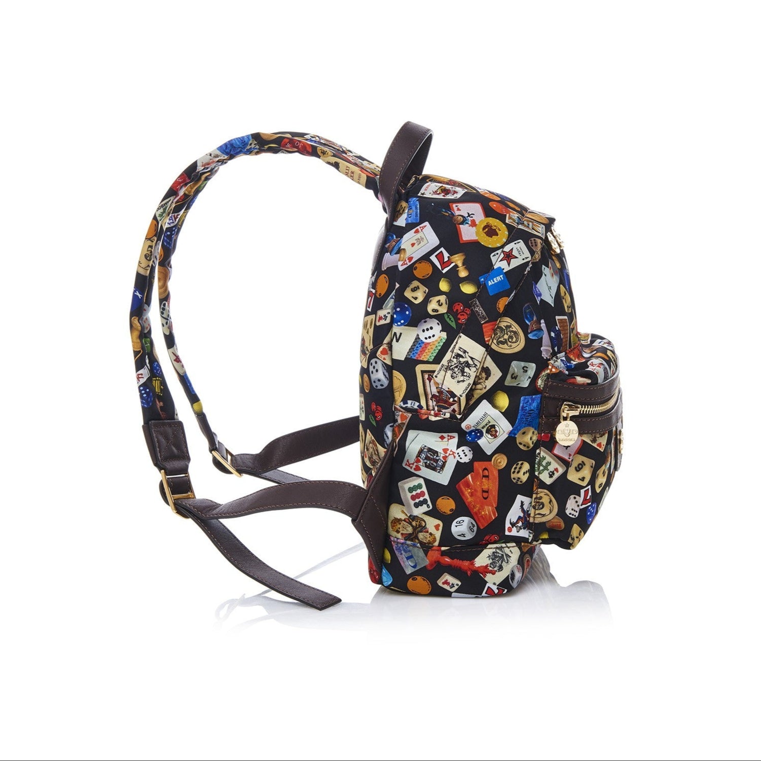 Melbourne Zaino piccolo in Nylon con Disegno Gambling Multicolor Nero/Cacao