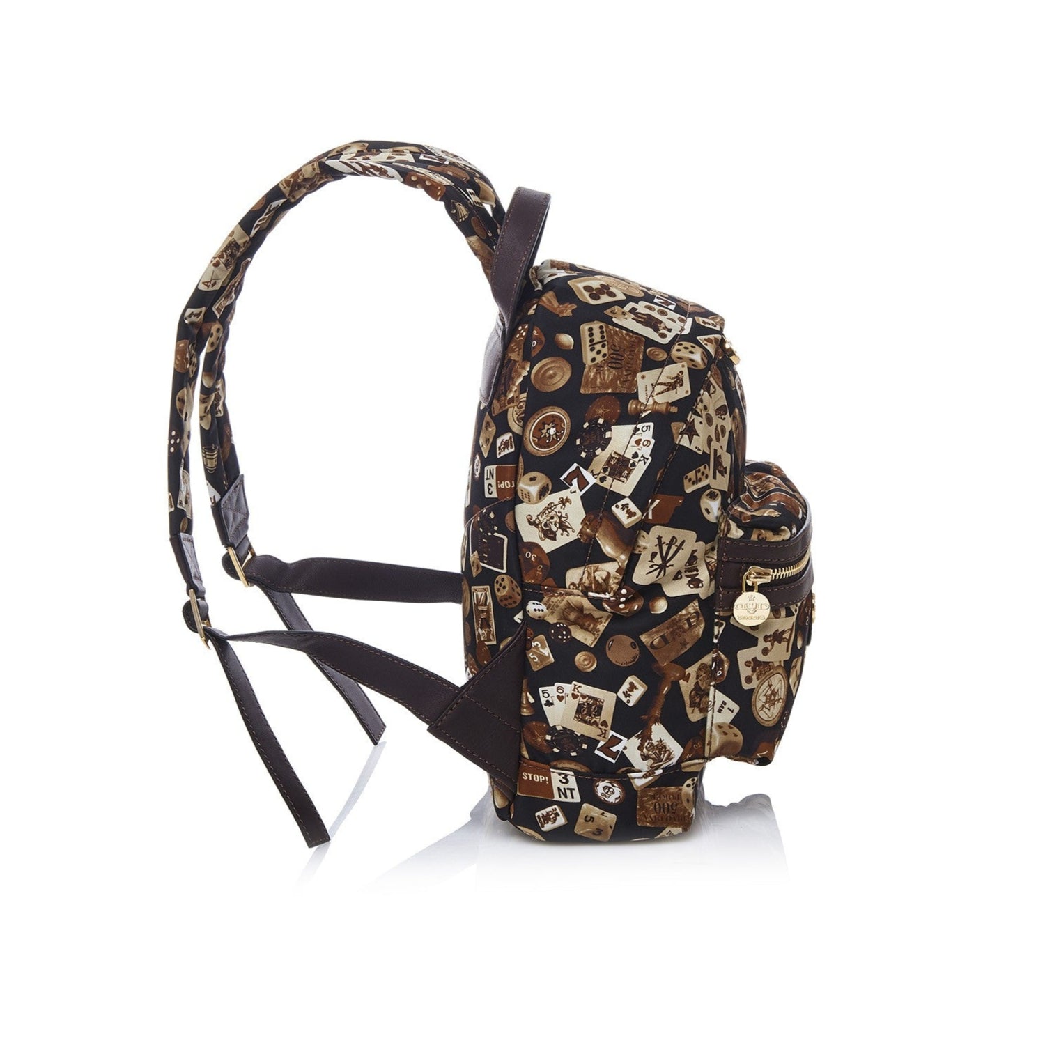 Melbourne Zaino piccolo in Nylon con Disegno Gambling Classic Marrone/Cacao