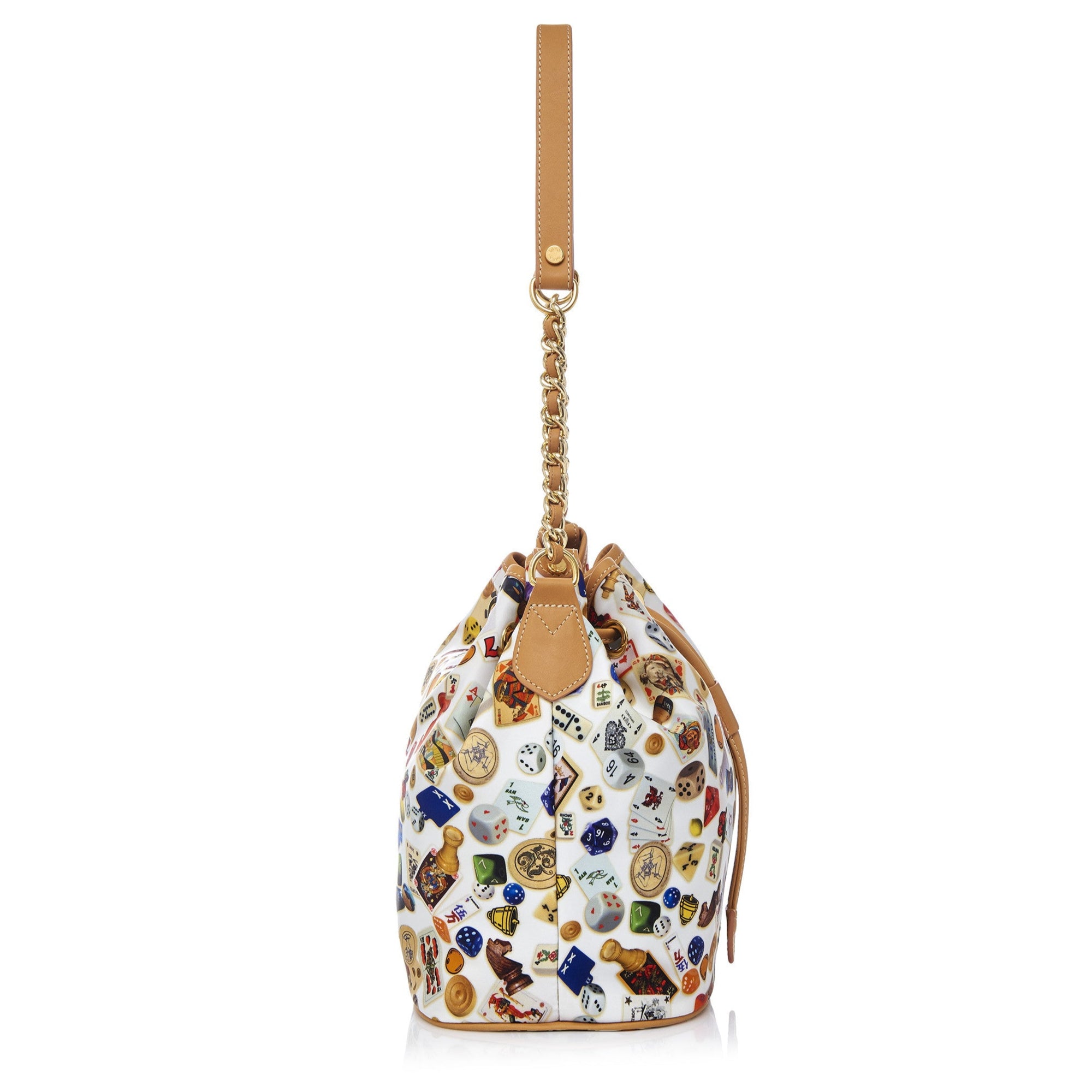 Casablanca Secchiello con catene in Nylon con Disegno Gambling Multicolor Bianco/Biscotto