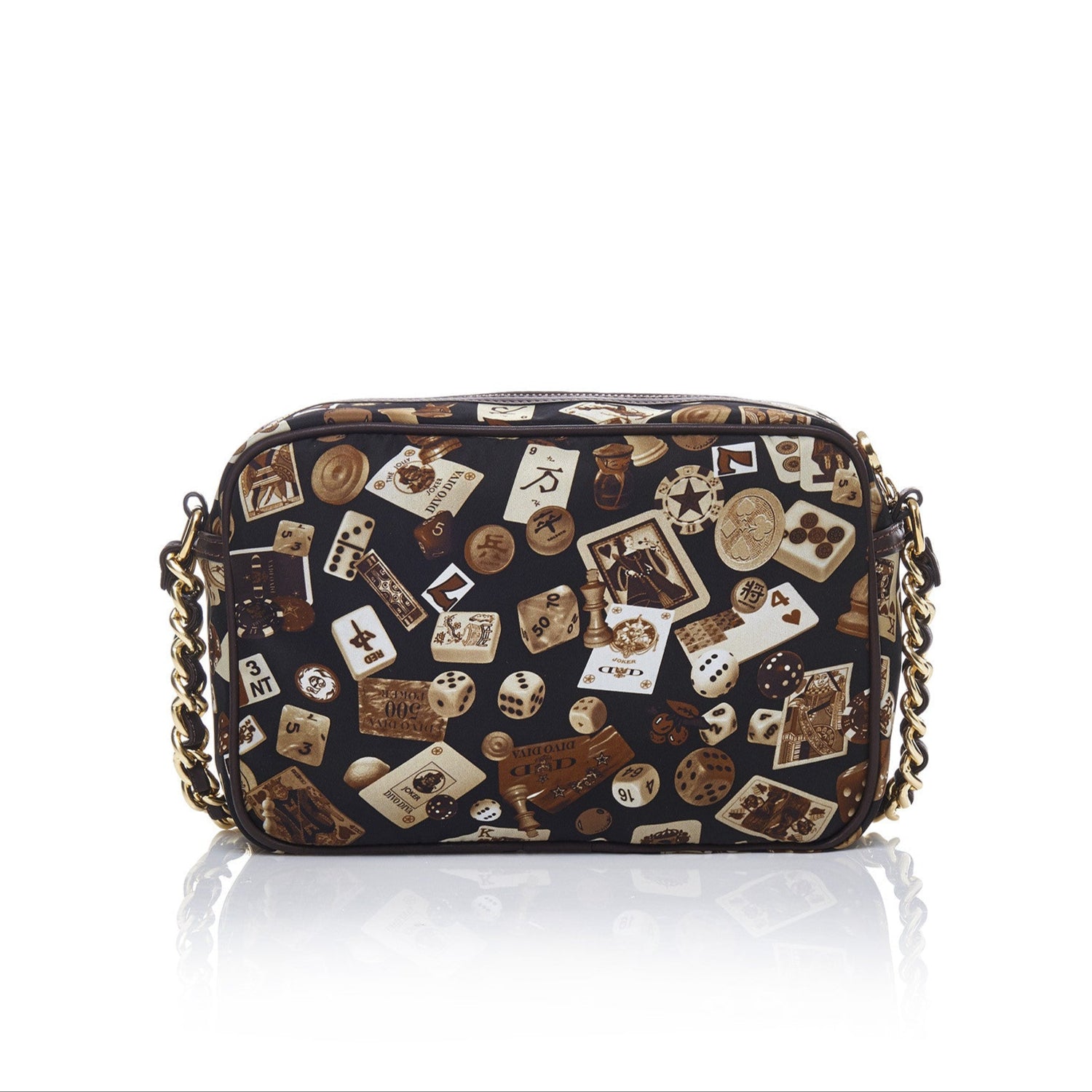 Las Vegas Tracolla con catene in Nylon con Disegno Gambling Classic Marrone/Cacao