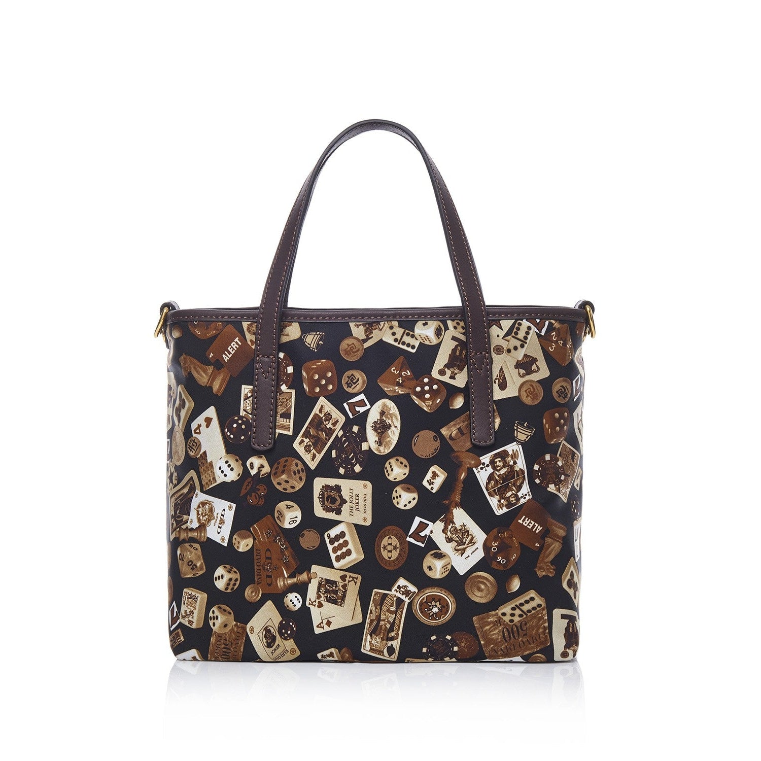 Niagara Borsa small shopping bag with nylon shoulder strap with Classic Gambling Design Brown/Cocoa