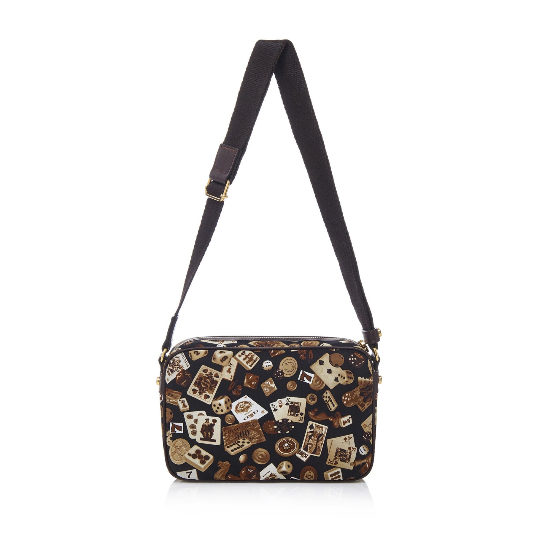 Seoul Nylon Shoulder Bag with Classic Gambling Design Brown/Cocoa