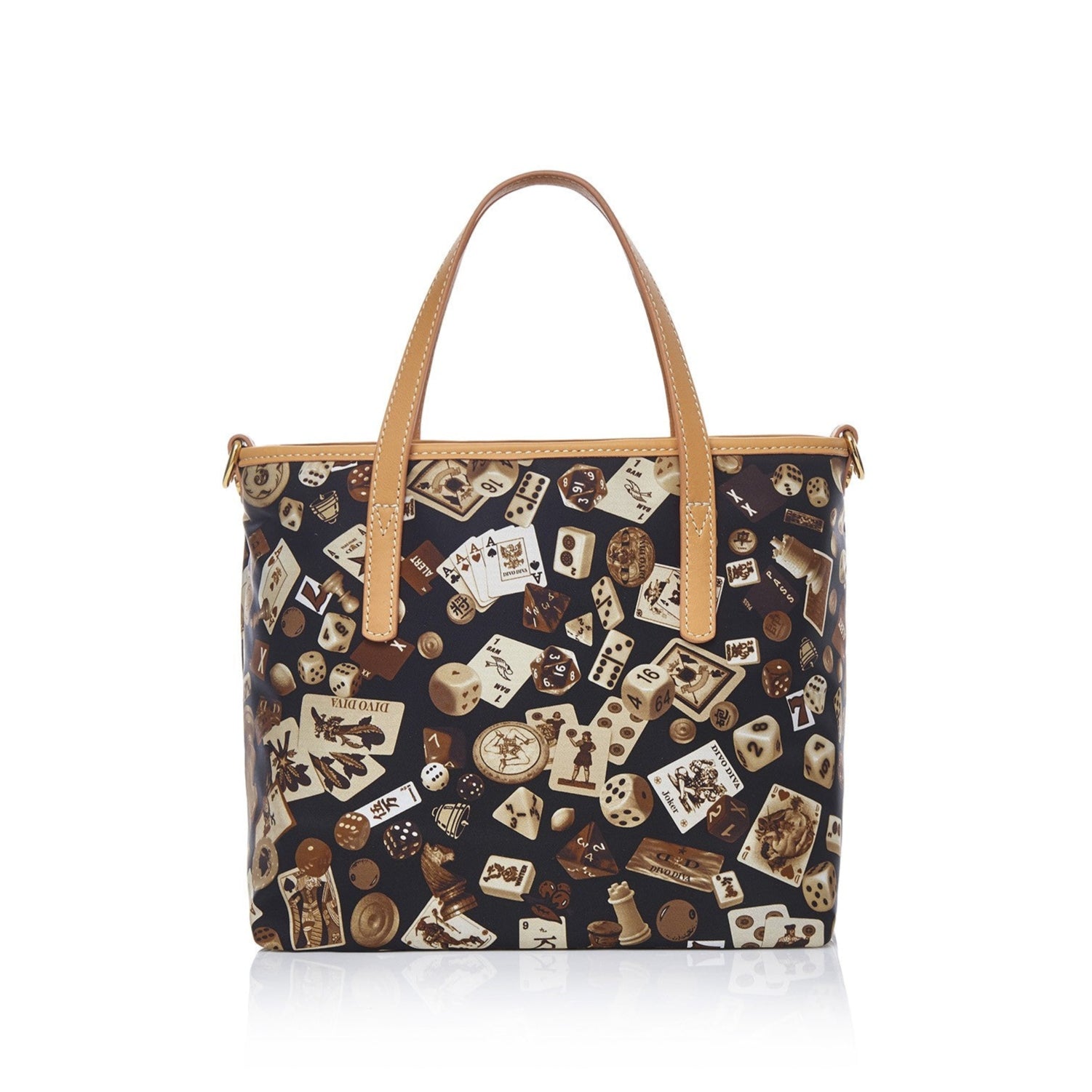 Niagara Borsa small shopping bag with nylon shoulder strap with Classic Gambling design Brown/Biscuit