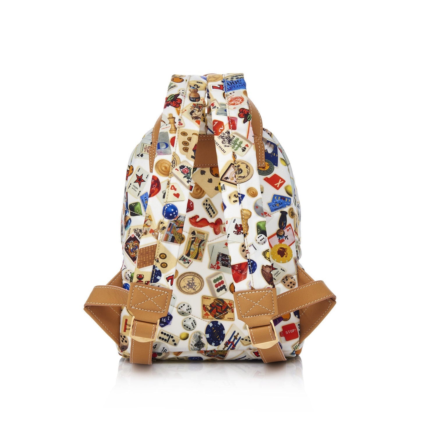 Melbourne Zaino piccolo in Nylon con Disegno Gambling Multicolor Bianco/Biscotto