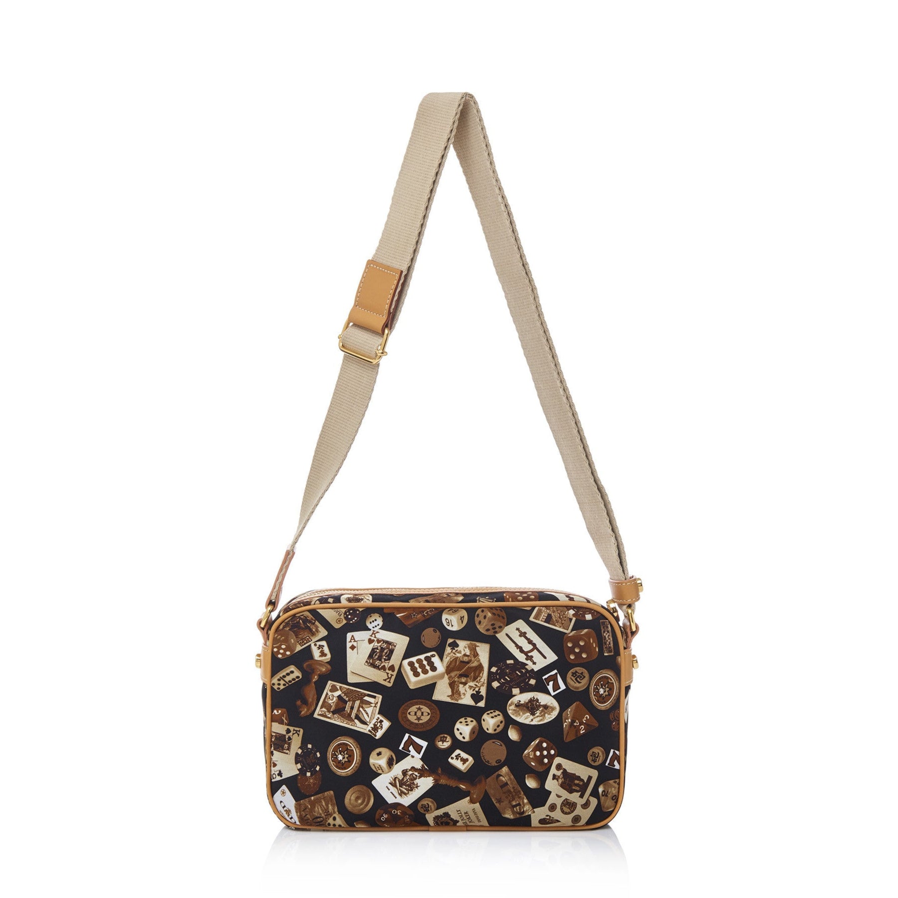 Seoul Nylon Shoulder Bag with Classic Gambling Design Brown/Biscuit
