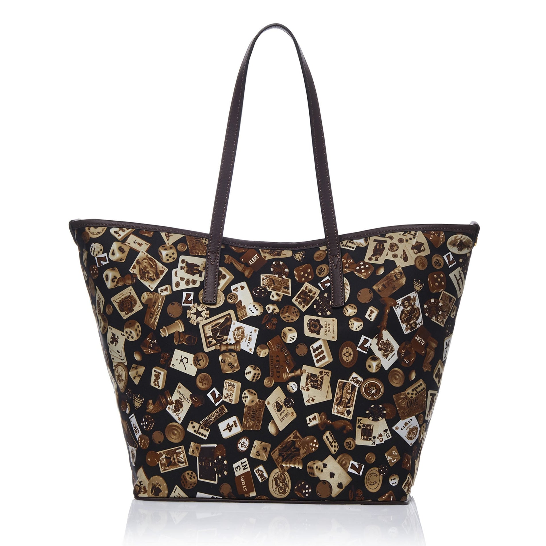 Sanremo Borsa shopping medium in Nylon with Gambling Classic Brown/Cocoa design