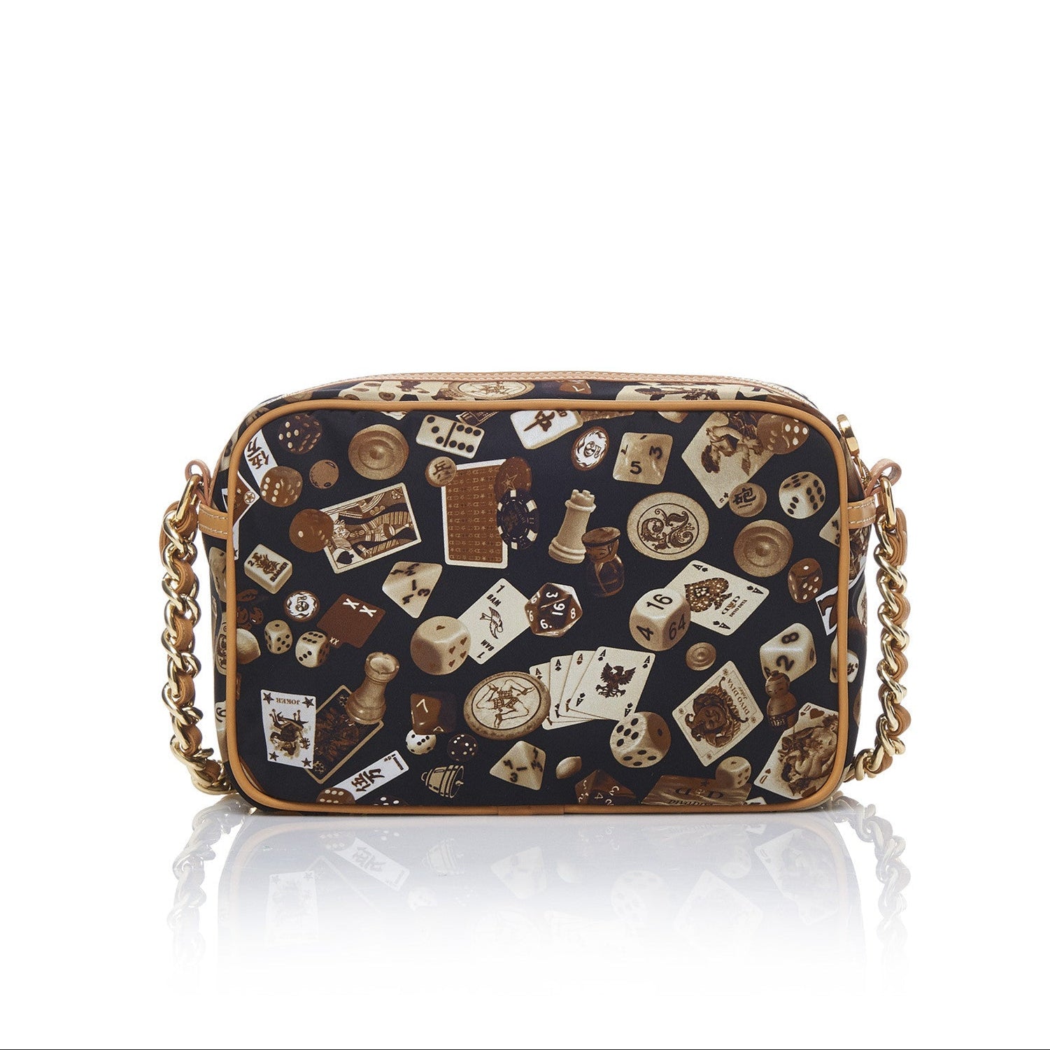 Las Vegas Tracolla con catene in Nylon con Disegno Gambling Classic Marrone/Biscotto