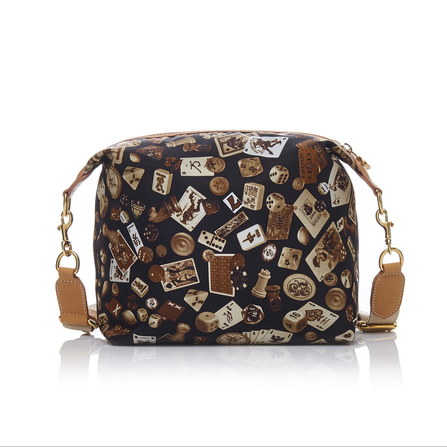 Dublin Tracolla in Nylon con Disegno Gambling Classic Marrone/Biscotto