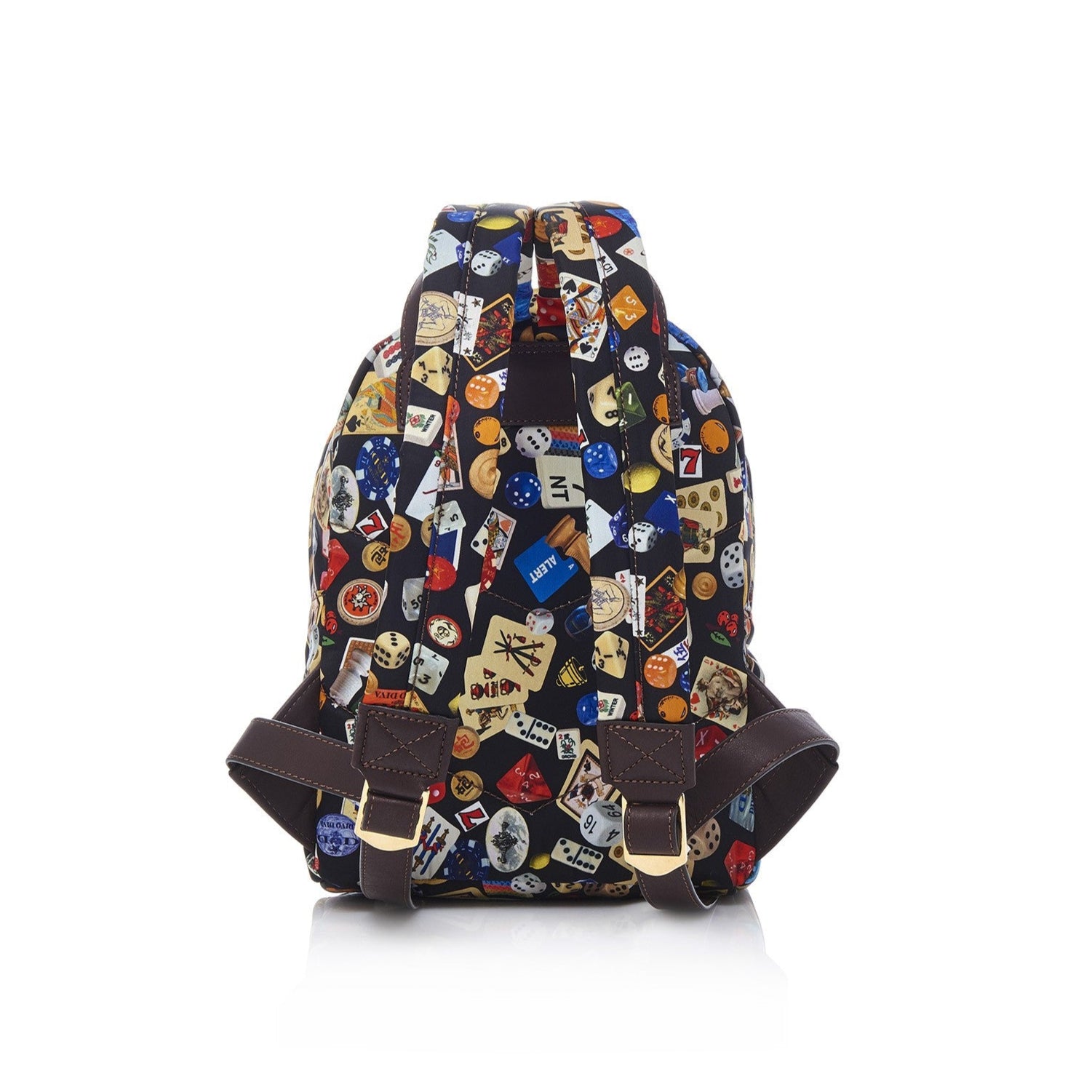 Melbourne Zaino piccolo in Nylon con Disegno Gambling Multicolor Nero/Cacao