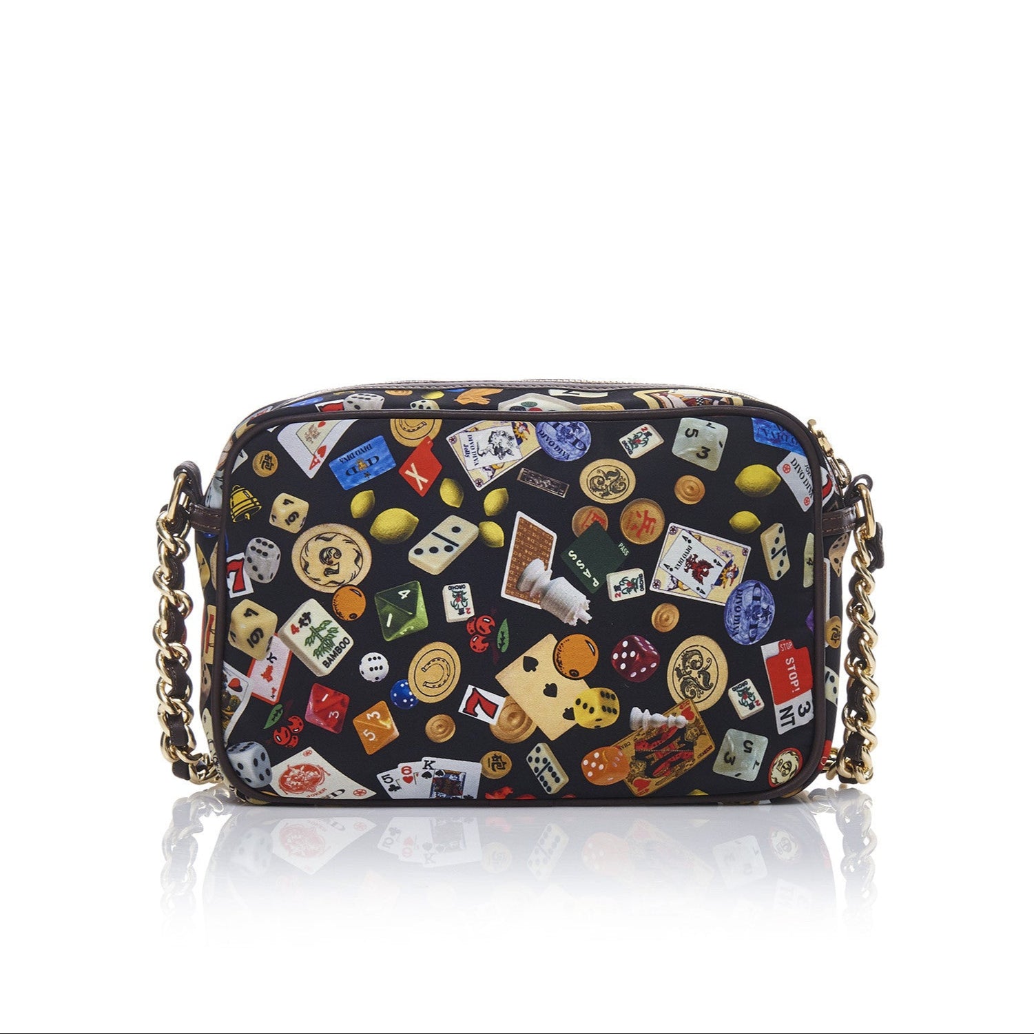 Las Vegas Tracolla con catene in Nylon con Disegno Gambling Multicolor Nero/Cacao