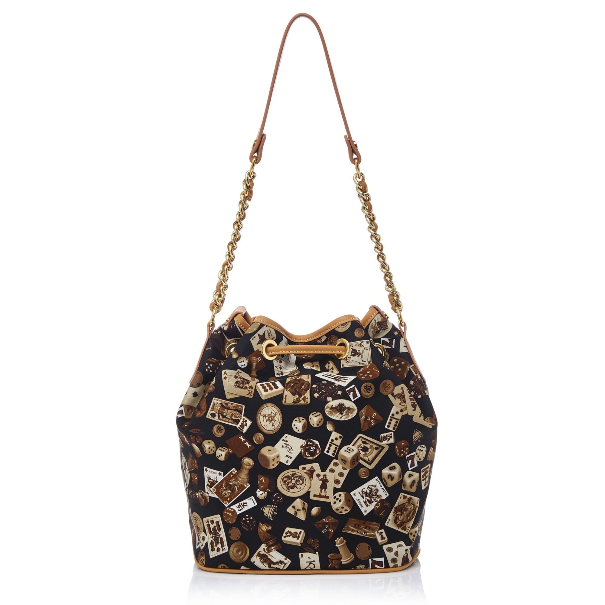 Casablanca Secchiello con catene in Nylon con Disegno Gambling Classic Marrone/Biscotto