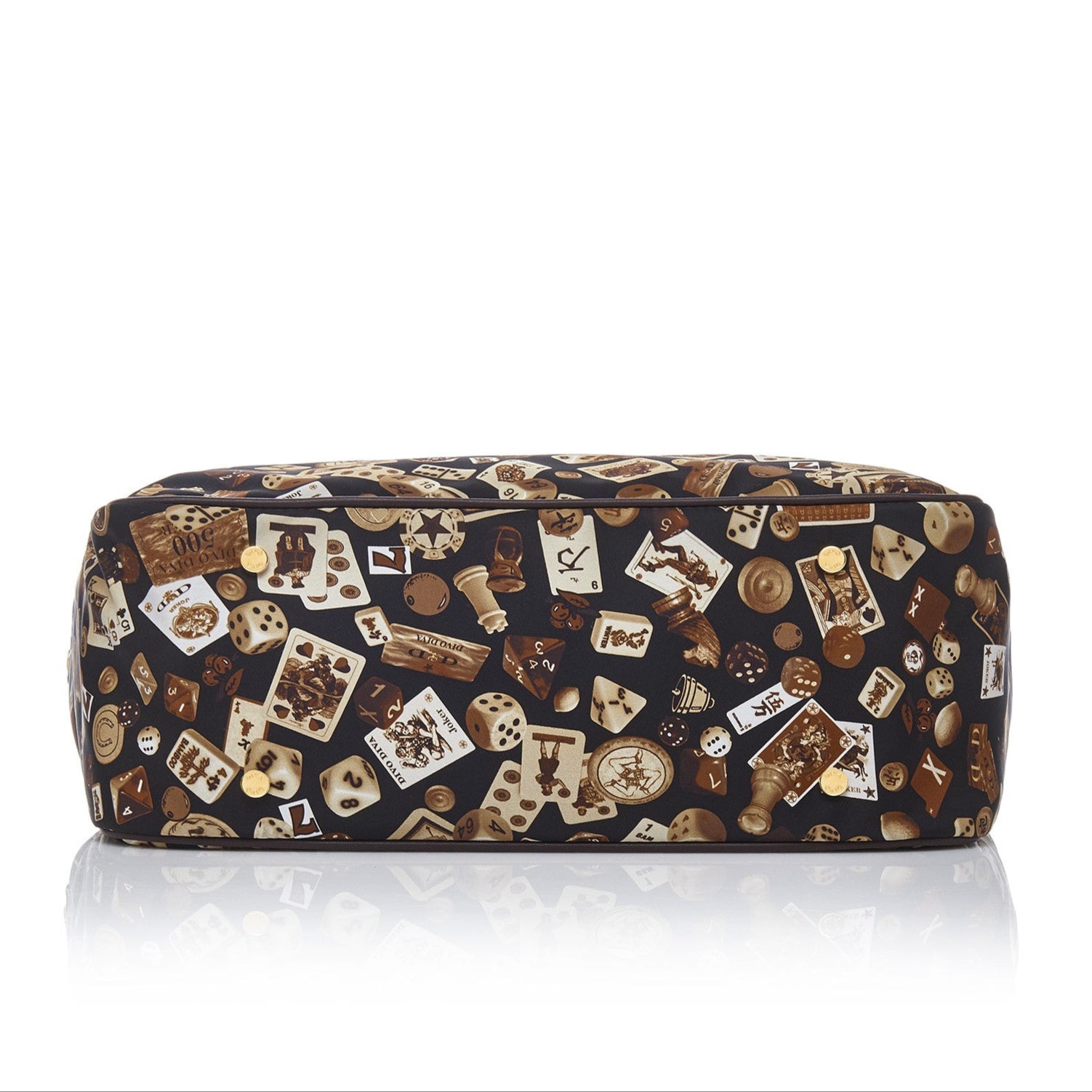 Antibes Borsa shopping piccola con zip e catene in Nylon con Disegno Gambling Classic Marrone/Cacao