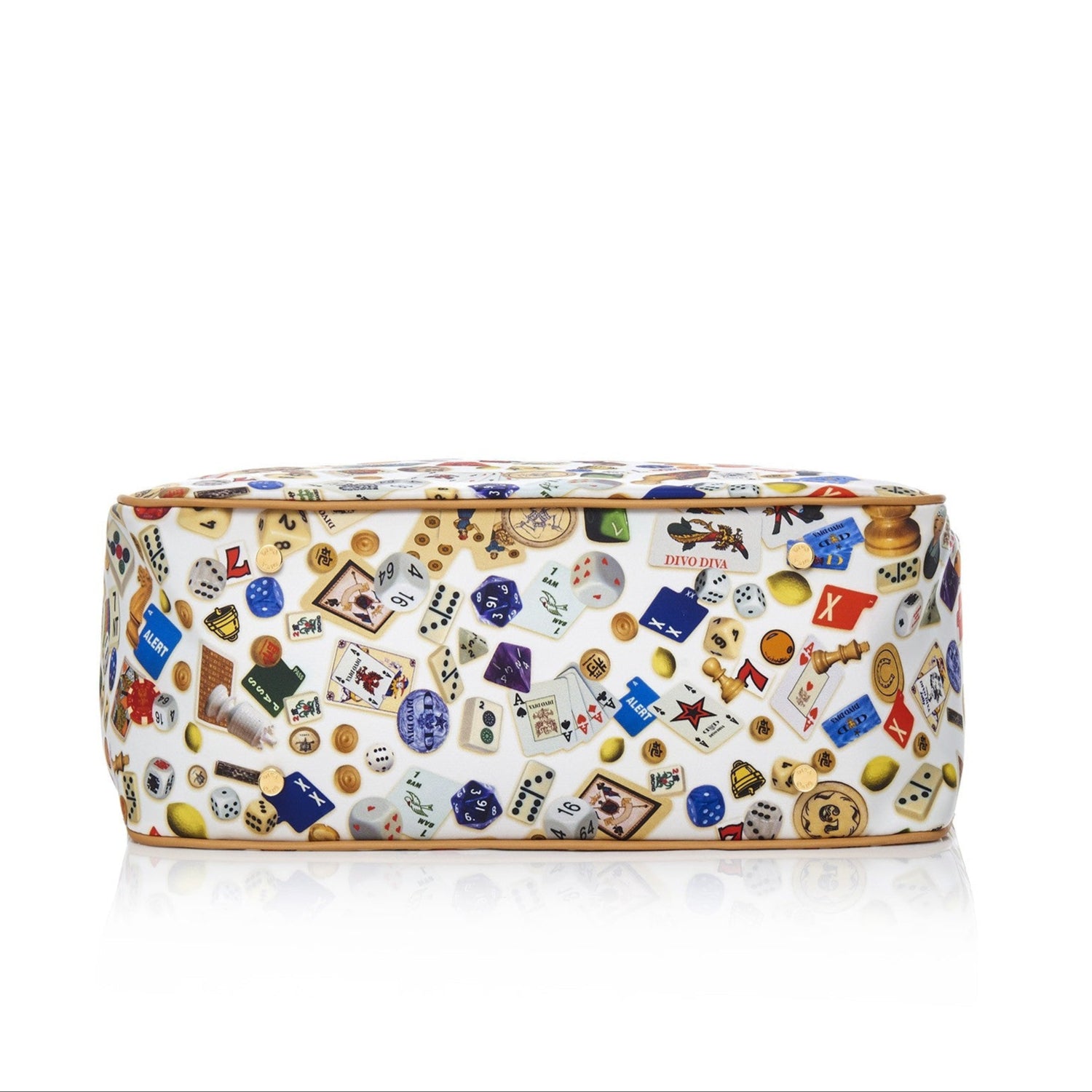 Miami Bolsa shopping medium with Nylon chains with Multicolor Gambling Design White/Biscuit