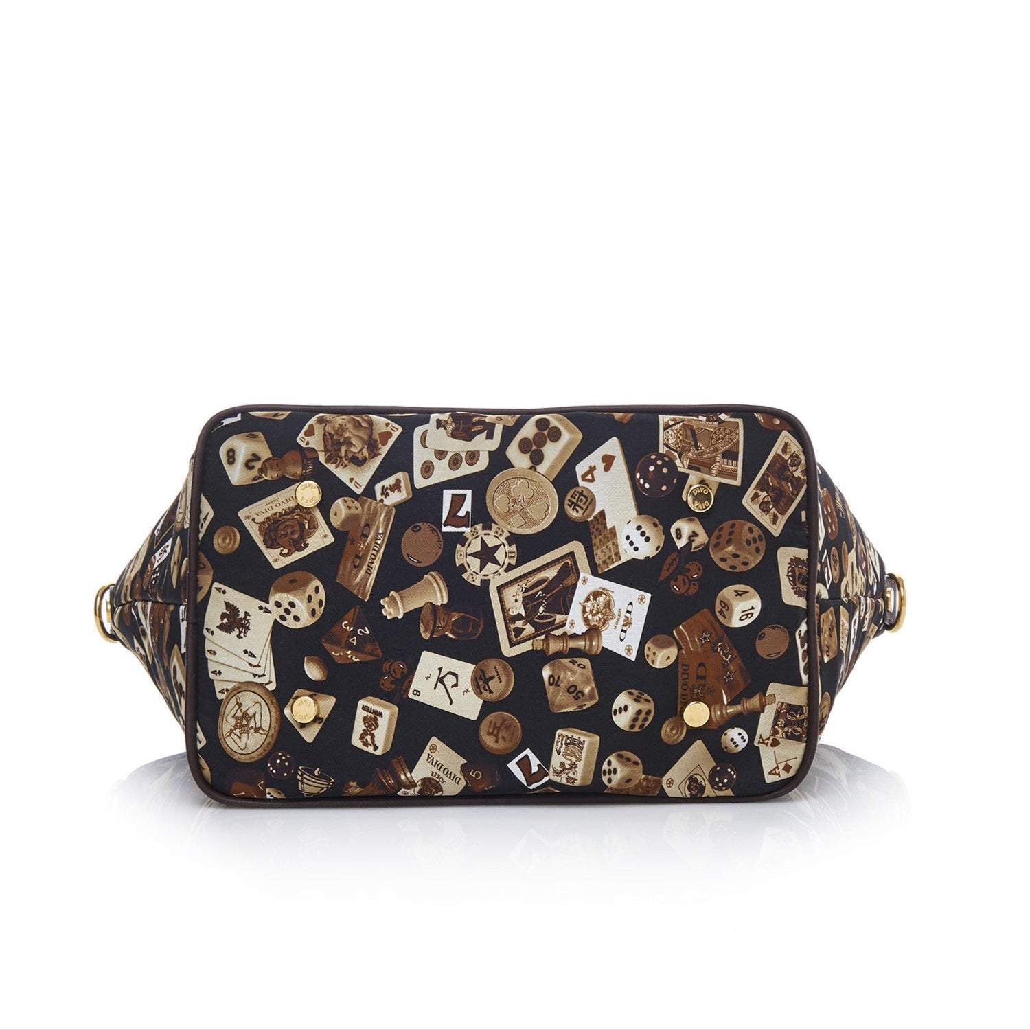 Venice small shopping bag with nylon shoulder strap with Classic Gambling design Brown/Cocoa