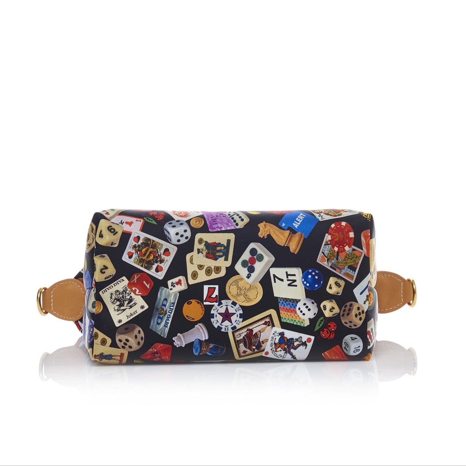 Dublin Tracolla in Nylon con Disegno Gambling Multicolor Nero/Biscotto