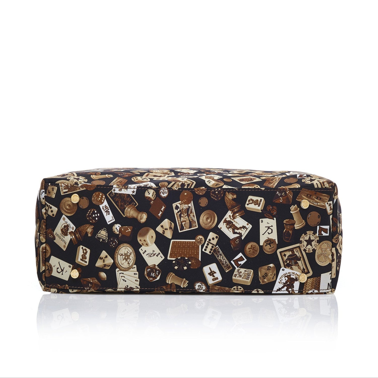 Marbella Borsa shopping media con zip in Nylon con Disegno Gambling Classic Marrone/Cacao