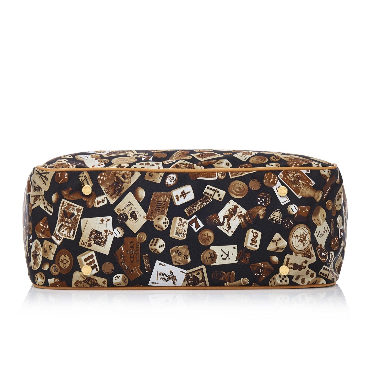 Antibes Borsa shopping piccola con zip e catene in Nylon con Disegno Gambling Classic Marrone/Biscotto