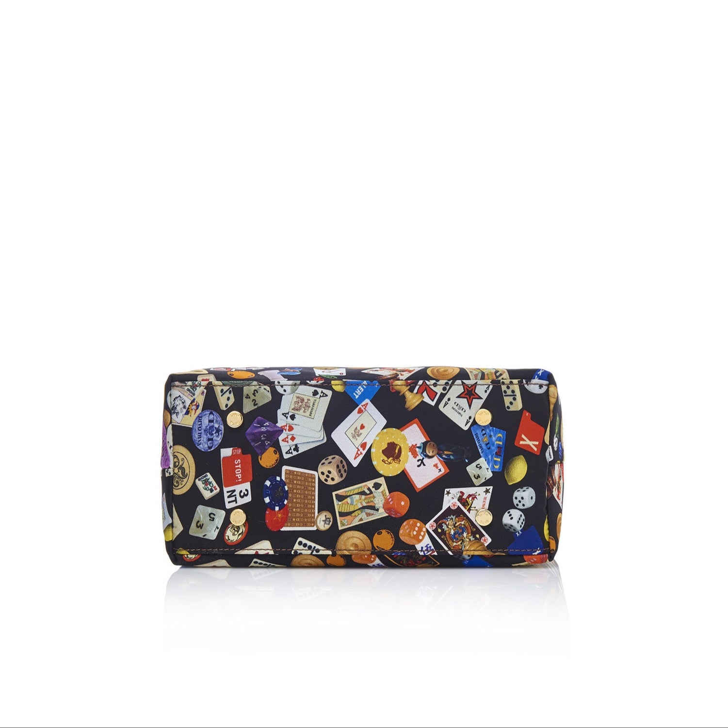 Niagara Borsa small shopping bag with nylon shoulder strap with multicolor gambling design black/biscuit