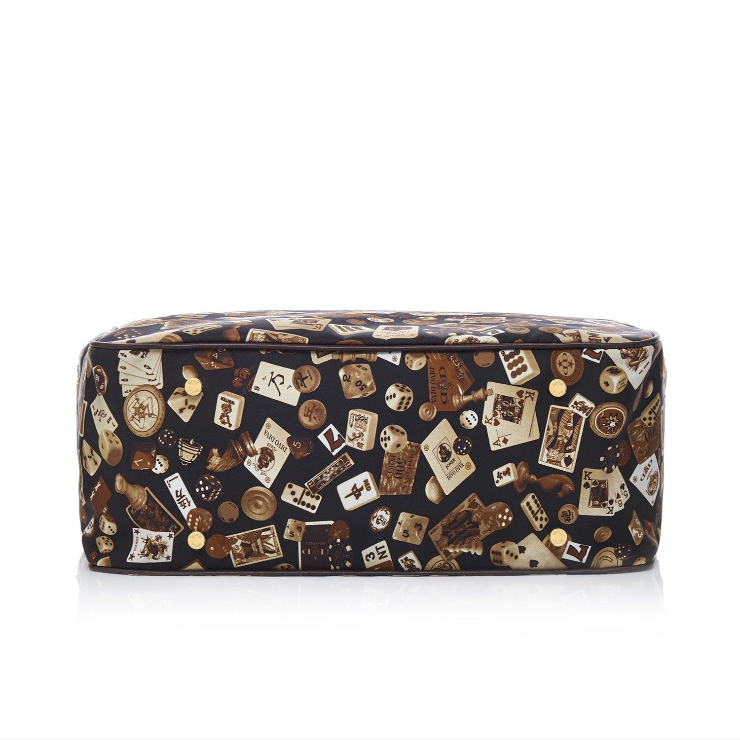 Miami Borsa shopping medium with nylon chains with Classic Gambling Design Brown/Cocoa