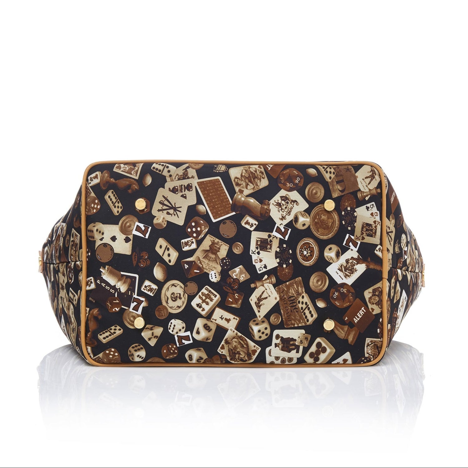 Sanremo Borsa shopping medium in Nylon with Gambling Classic Design Brown/Biscuit