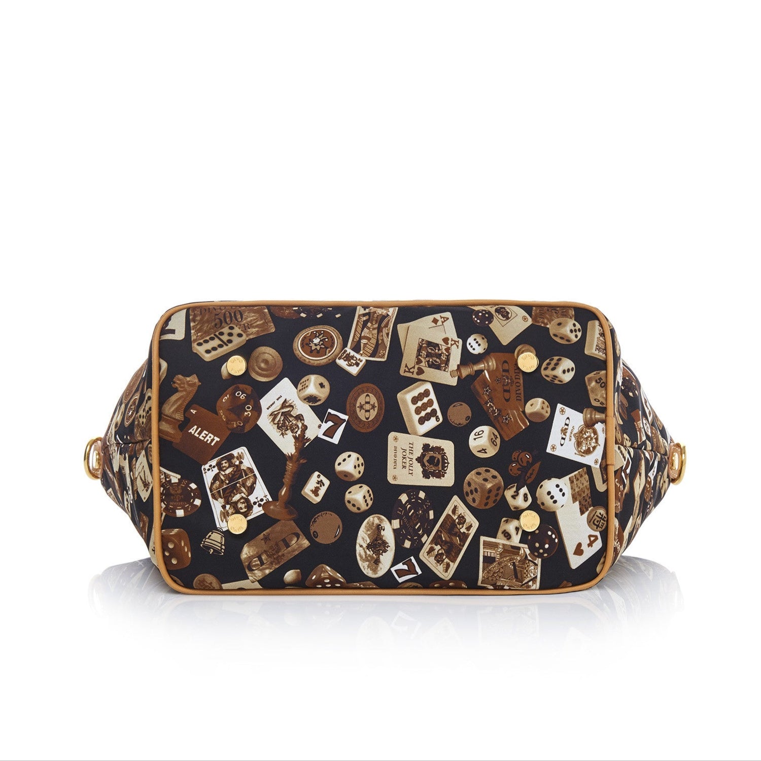 Venice shopping piccola con tracolla in Nylon con Disegno Gambling Classic Marrone/Biscotto