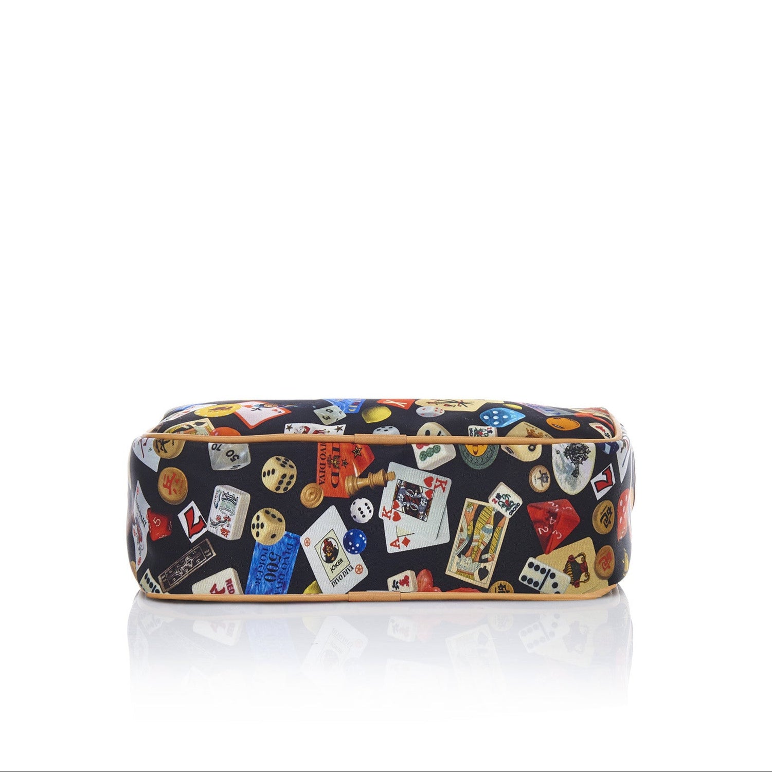 Las Vegas Tracolla con catene in Nylon con Disegno Gambling Multicolor Nero/Biscotto