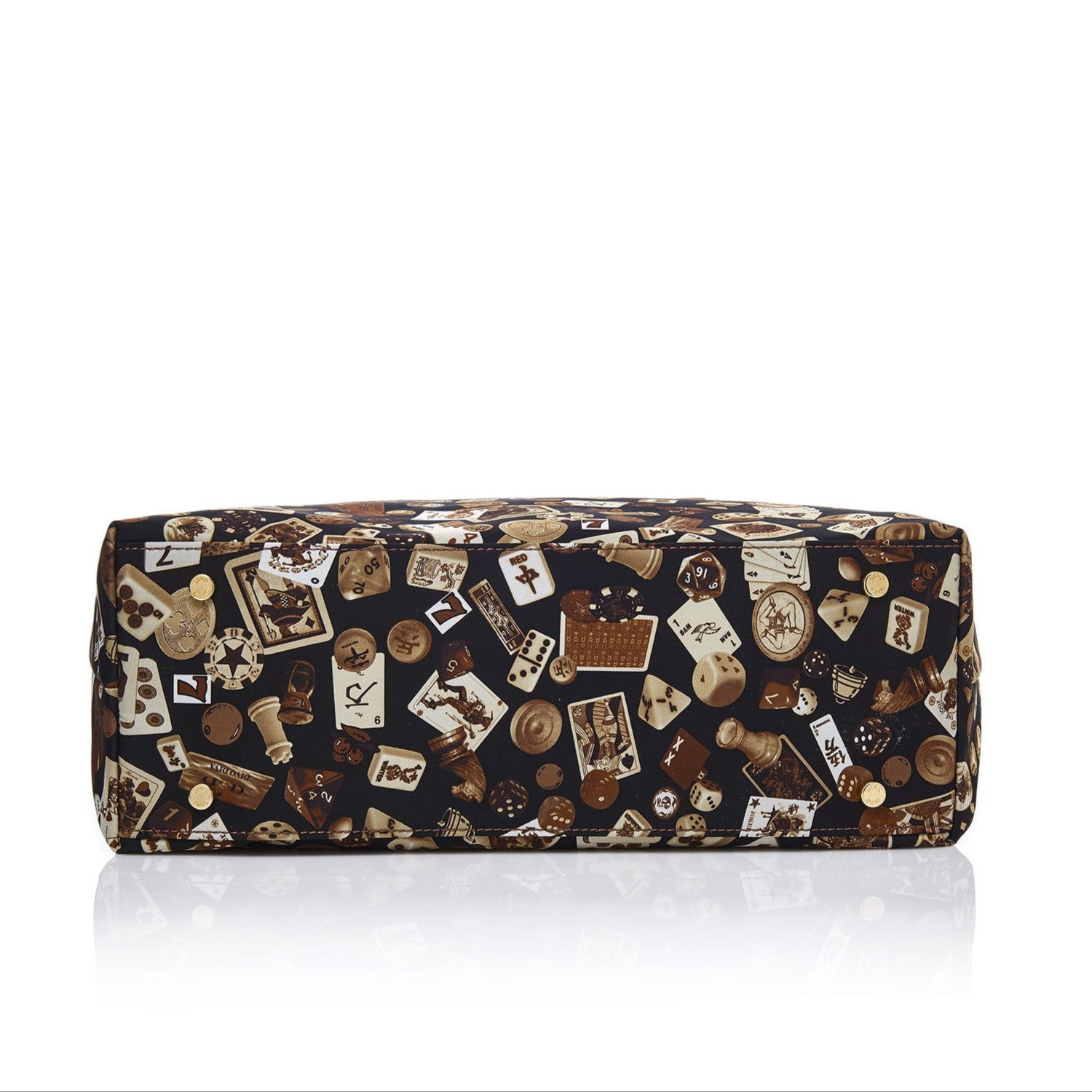 Marbella Borsa shopping media con zip in Nylon con Disegno Gambling Classic Marrone/Biscotto