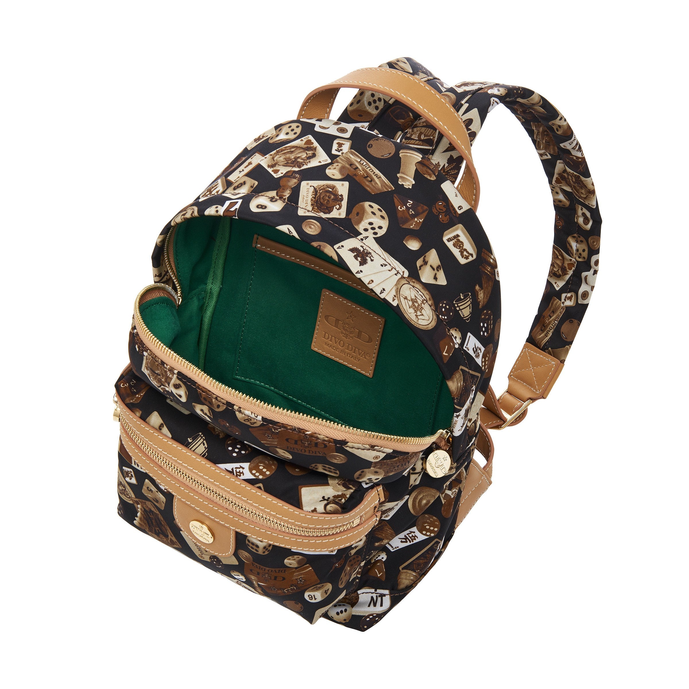 Melbourne Zaino piccolo in Nylon con Disegno Gambling Classic Marrone/Biscotto