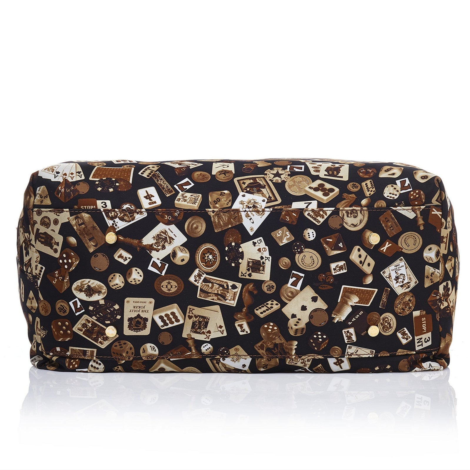 Macao Borsa large shopping bag with Nylon chains with Classic Gambling Design Brown/Cookie