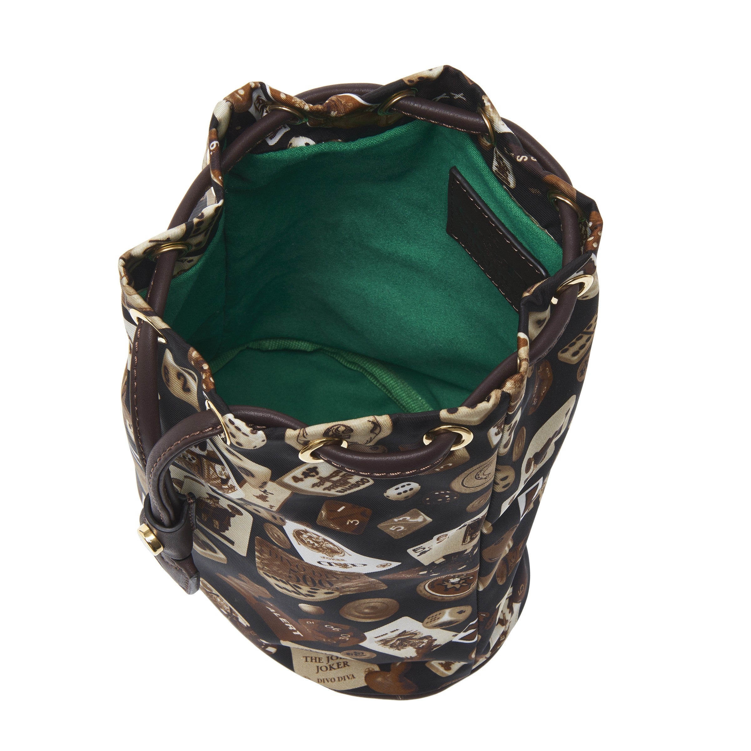 Deauville Sacchetto beauty stringato in Nylon con Disegno Gambling Classic Marrone/Cacao