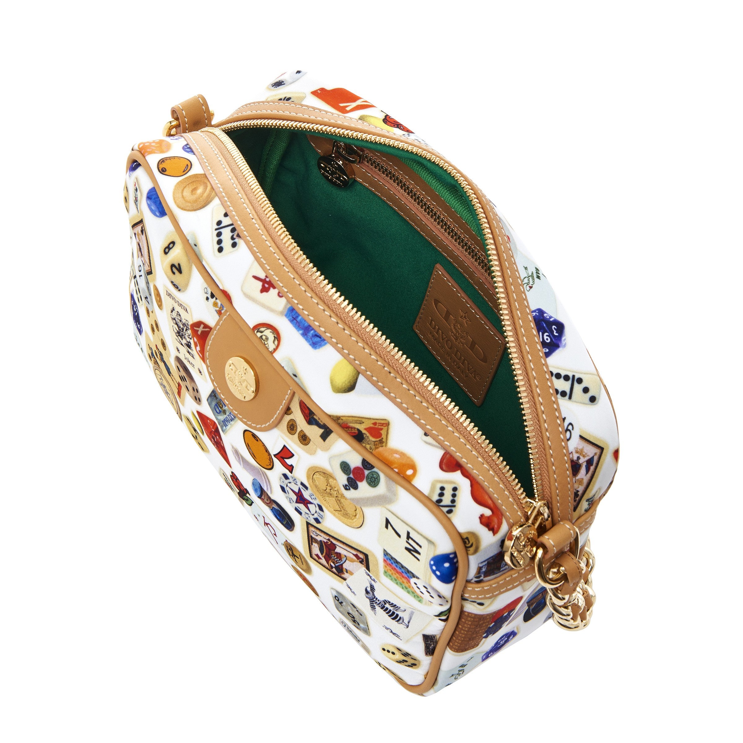 Las Vegas Tracolla con catene in Nylon con Disegno Gambling Multicolor Bianco/Biscotto