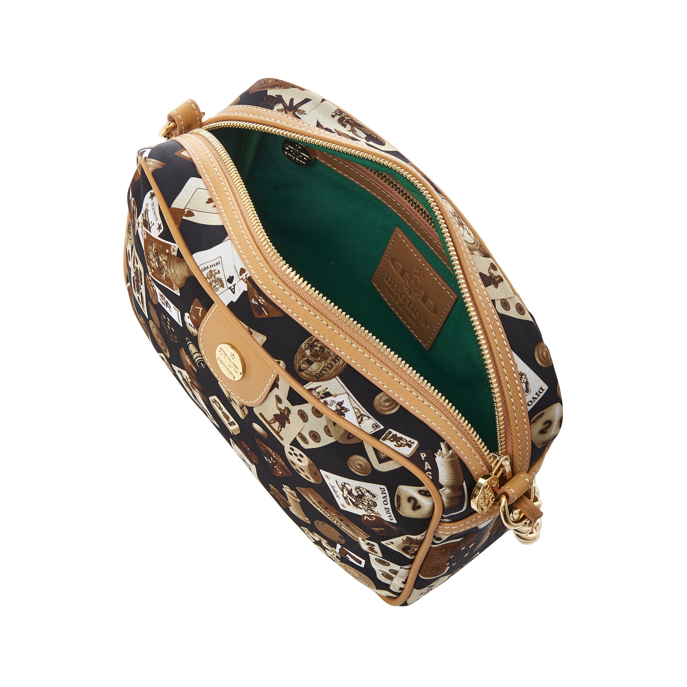 Las Vegas Tracolla con catene in Nylon con Disegno Gambling Classic Marrone/Biscotto