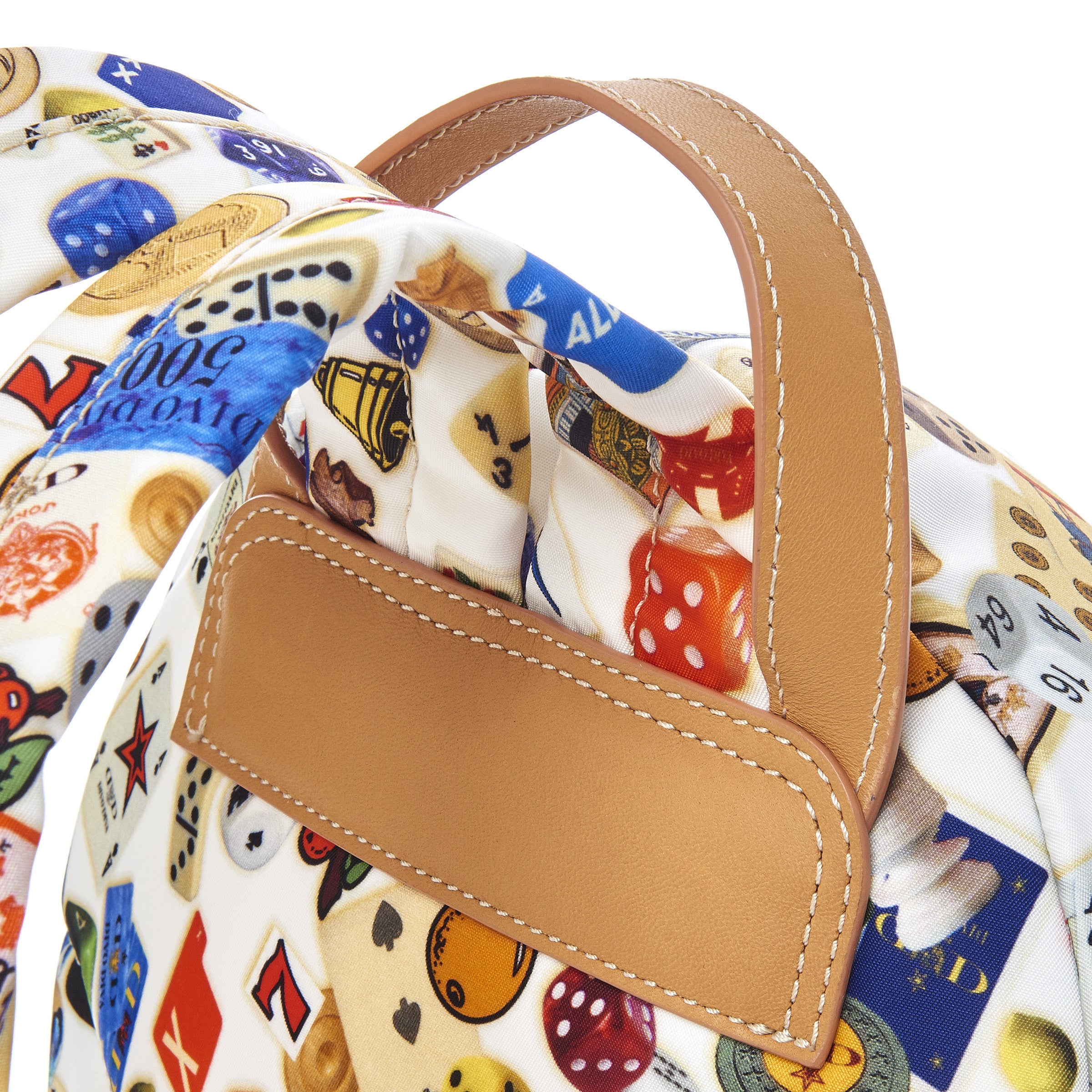 Melbourne Zaino piccolo in Nylon con Disegno Gambling Multicolor Bianco/Biscotto