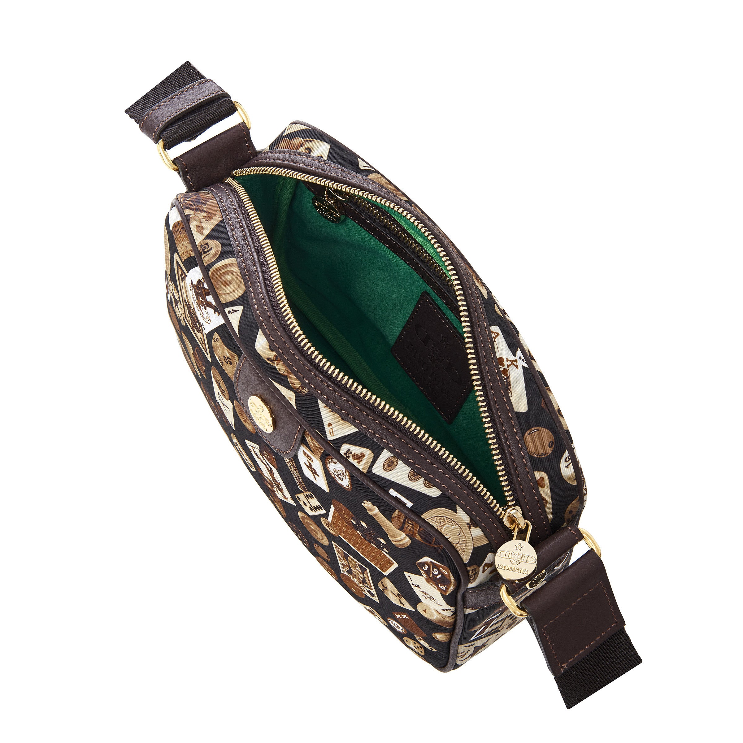 Seoul Nylon Shoulder Bag with Classic Gambling Design Brown/Cocoa