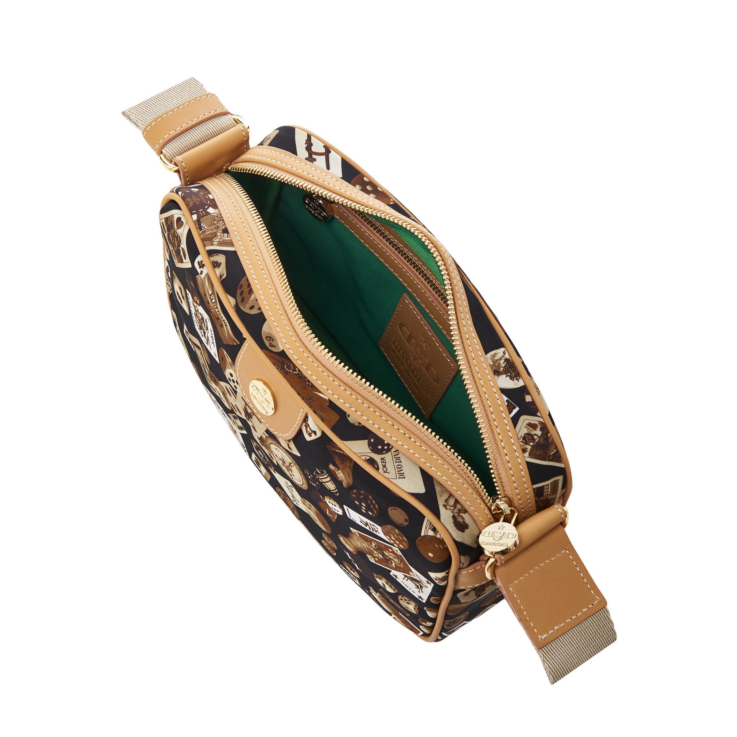 Seoul Nylon Shoulder Bag with Classic Gambling Design Brown/Biscuit