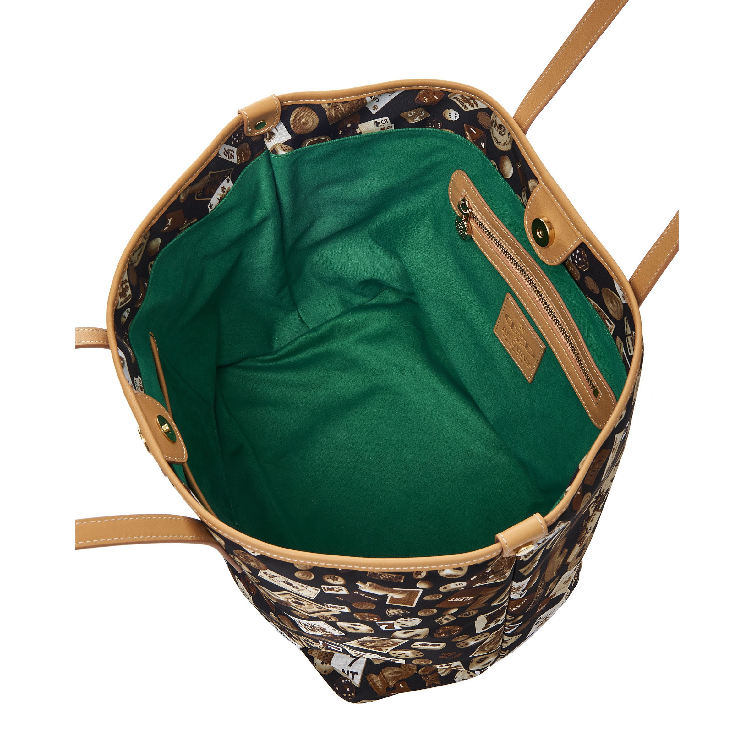 Sanremo Borsa shopping medium in Nylon with Gambling Classic Design Brown/Biscuit